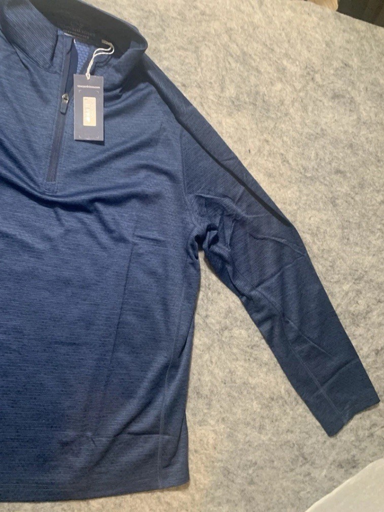NWT Men’s Vineyard Vines Performance Sankaty Quarter Zip Blue Depth NEW