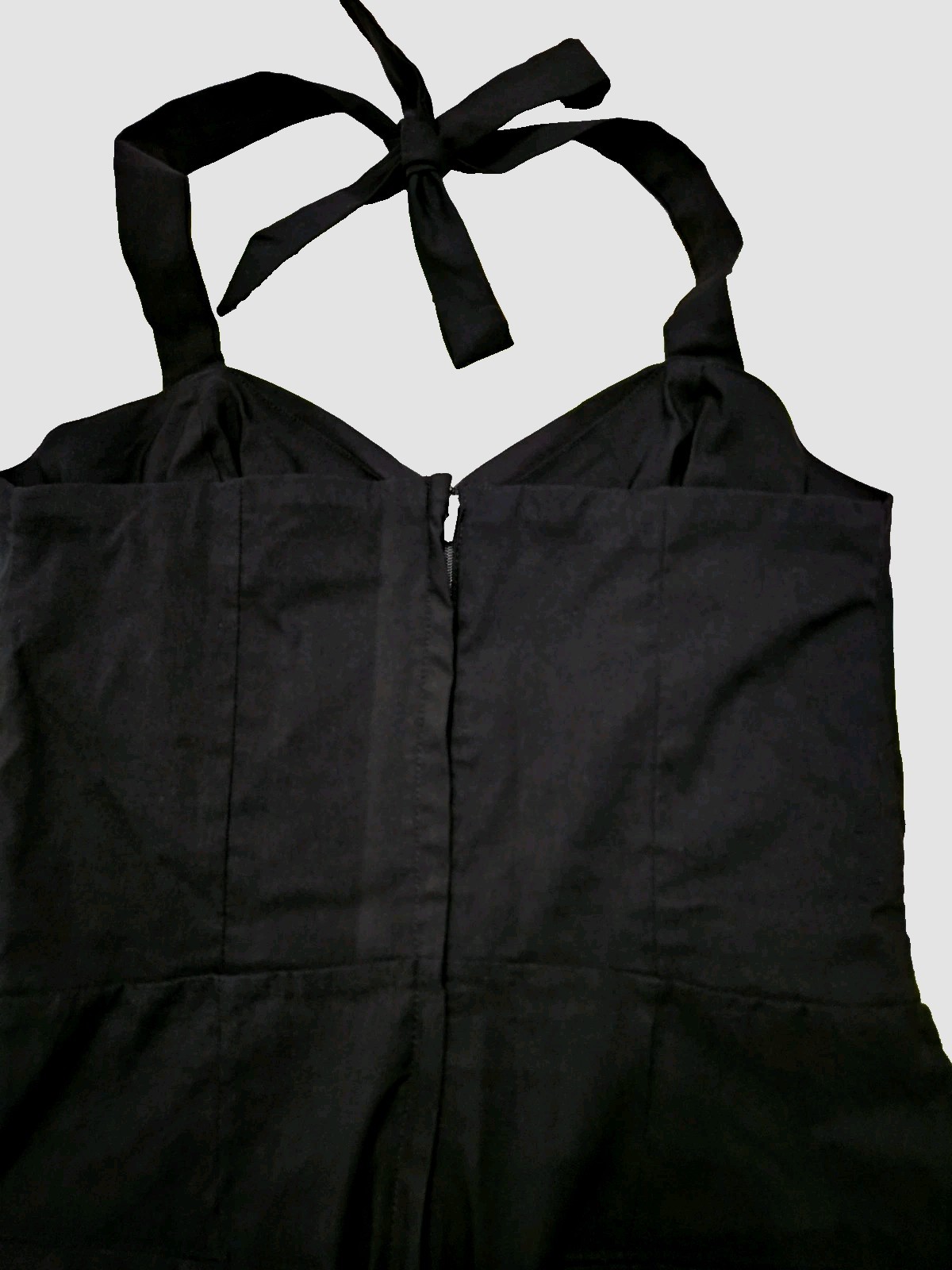 Unique Brand Halter Top Jumpsuit Low Back Vintage Style Black Sz Large 10 12 NWT