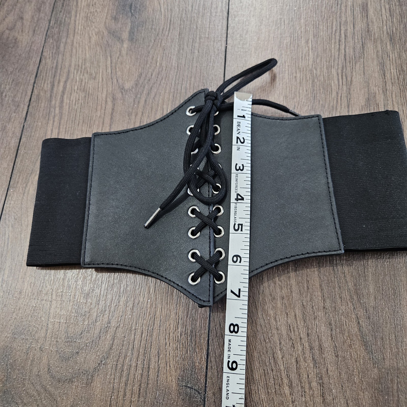 Black Lace Up Snap Button Closure Stretchy Corset