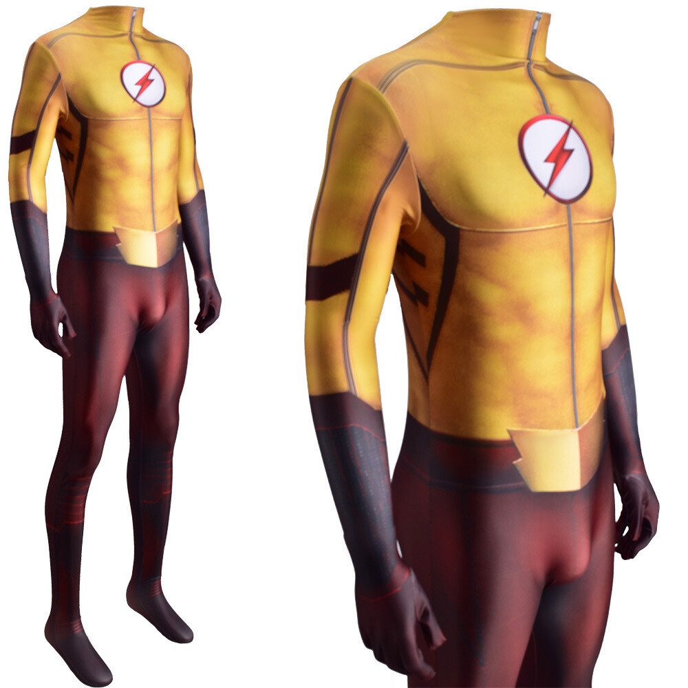 2021 Kid Flash Jumpsuit The Flash Bodysuit Cosplay Costume Halloween Adult Suit