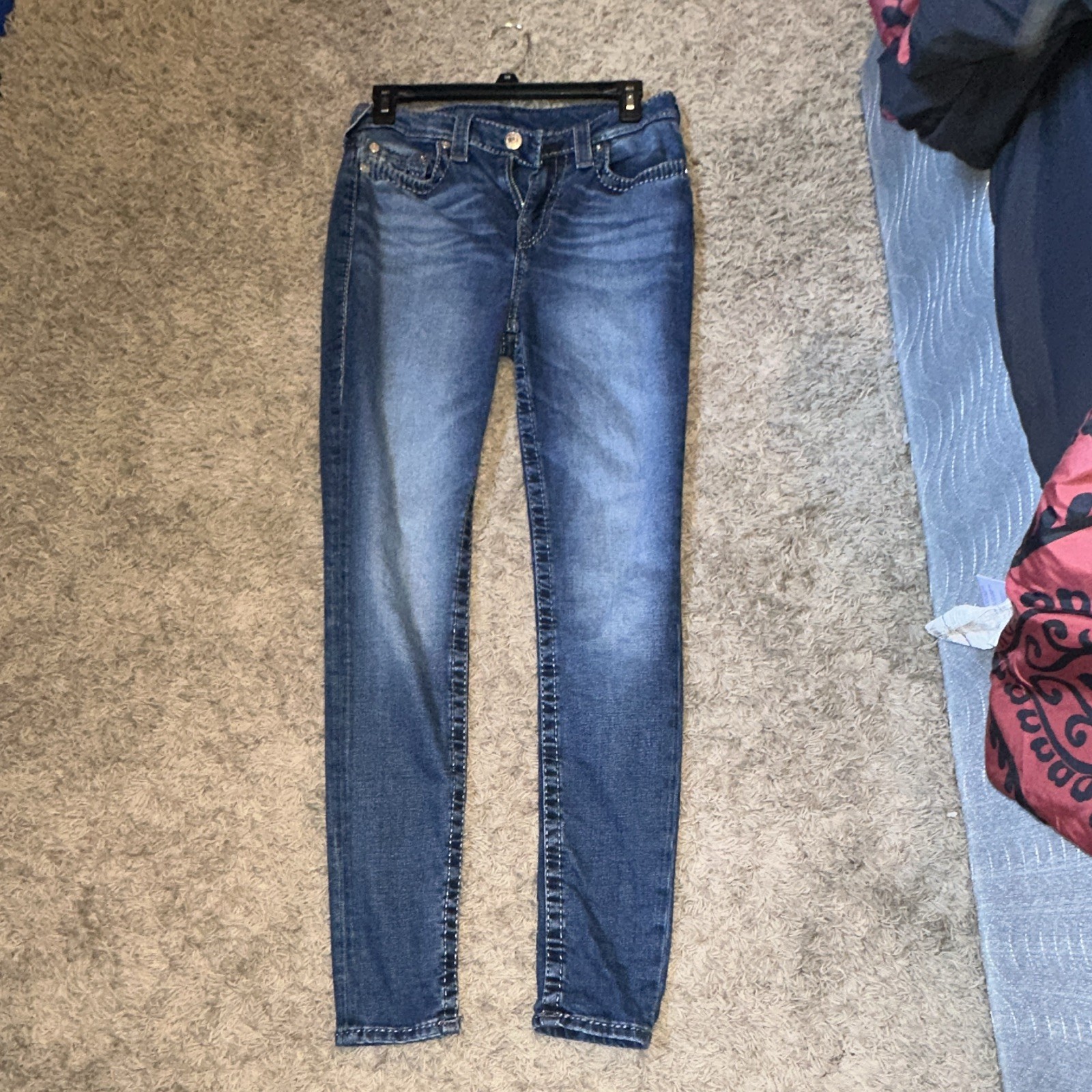 True Religion Women’s Skinny Jeans Blue Medium Wash Denim Cotton 5-Pocket
