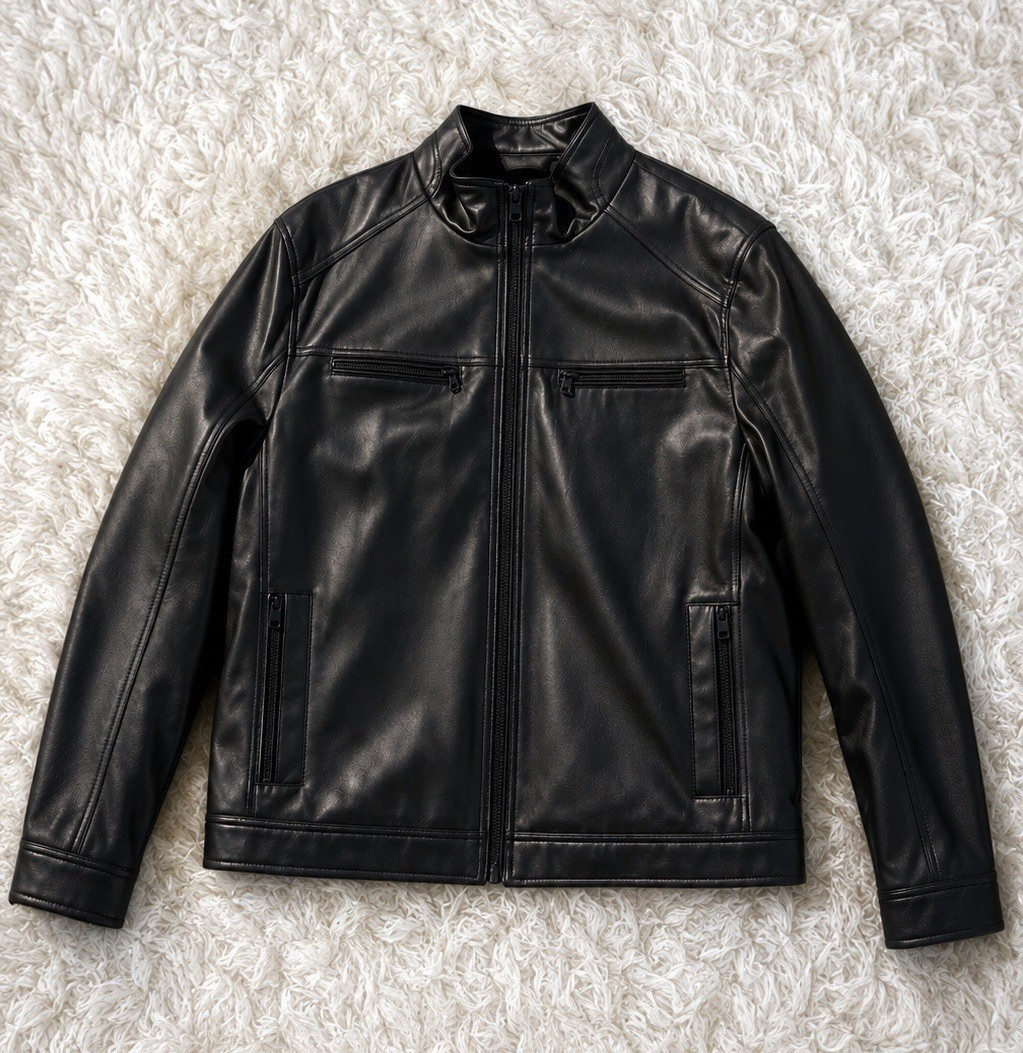 Calvin Klein Men’s Black Full-Zip Jacket Stand-Up Collar Pockets XXL