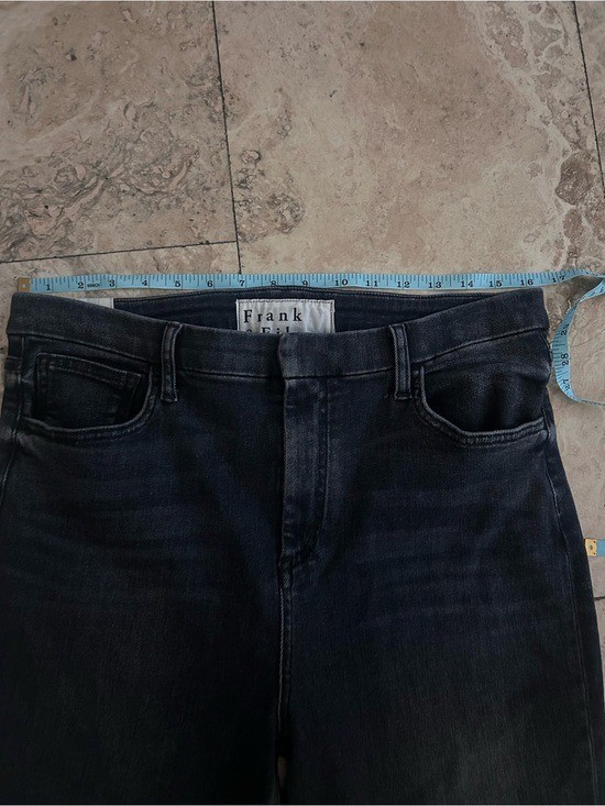 Frank & Eileen Derry Slim Straight Jeans Washed Black Raw Hem Sz 32