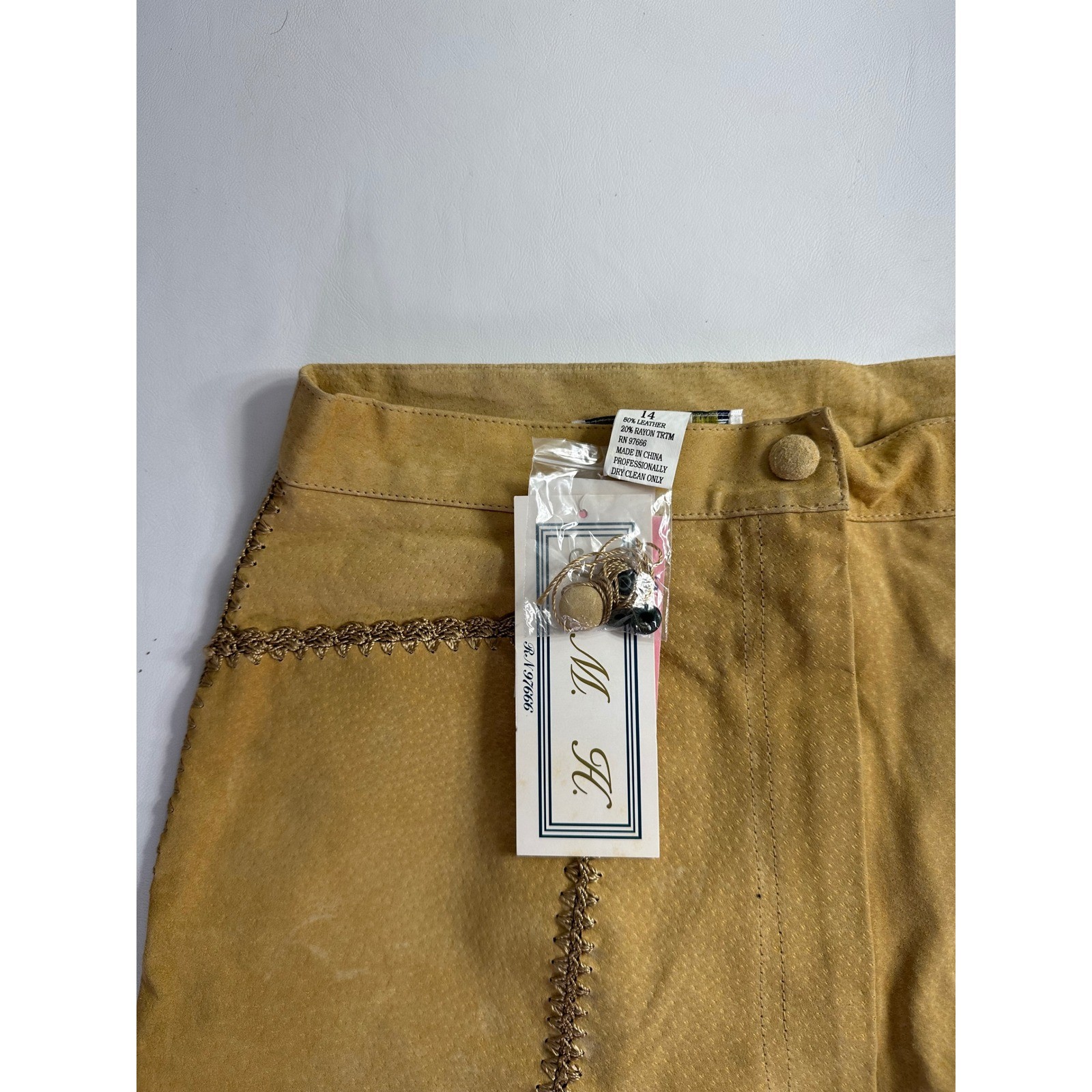 SMH Vintage Y2K Sz 14 30″ Waist Suede Patchwork Western Leather Pants Boho Flare