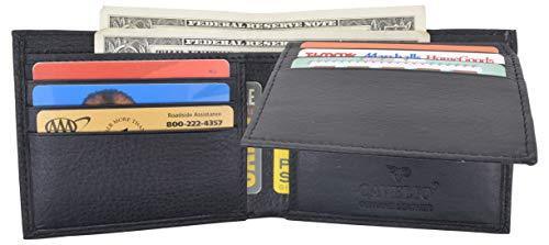 Cavelio Mens Black Premium Leather Slim Flap Up Card Id Holder Bifold Wallet