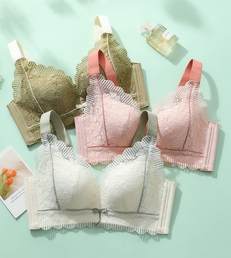 Women Bras Full coverage Wireless Floral Plus Size Push up Thin Underwear 6681