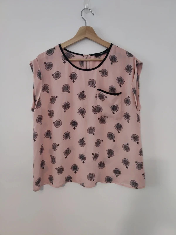 Oasis Pink Compass Blouse Size 14 Excellent Condition