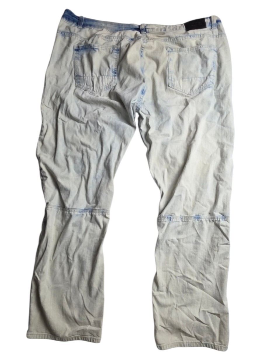 Encrypted Acid Wash Distressed Moto Jeans Men 46×34 Zipper Detail Y2K Grunge