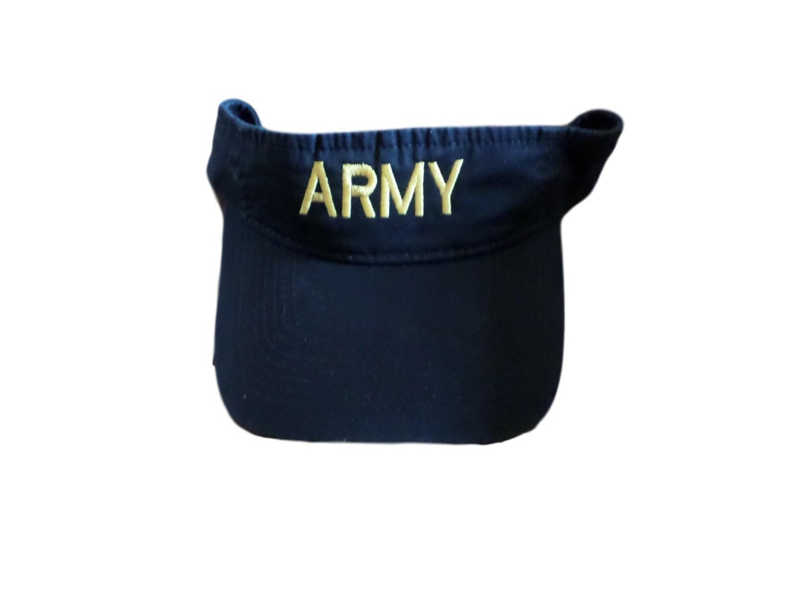 U.S ARMY SUN VISOR CAP BLACK HAT WITH EMBROIDERED YELLOW ARMY
