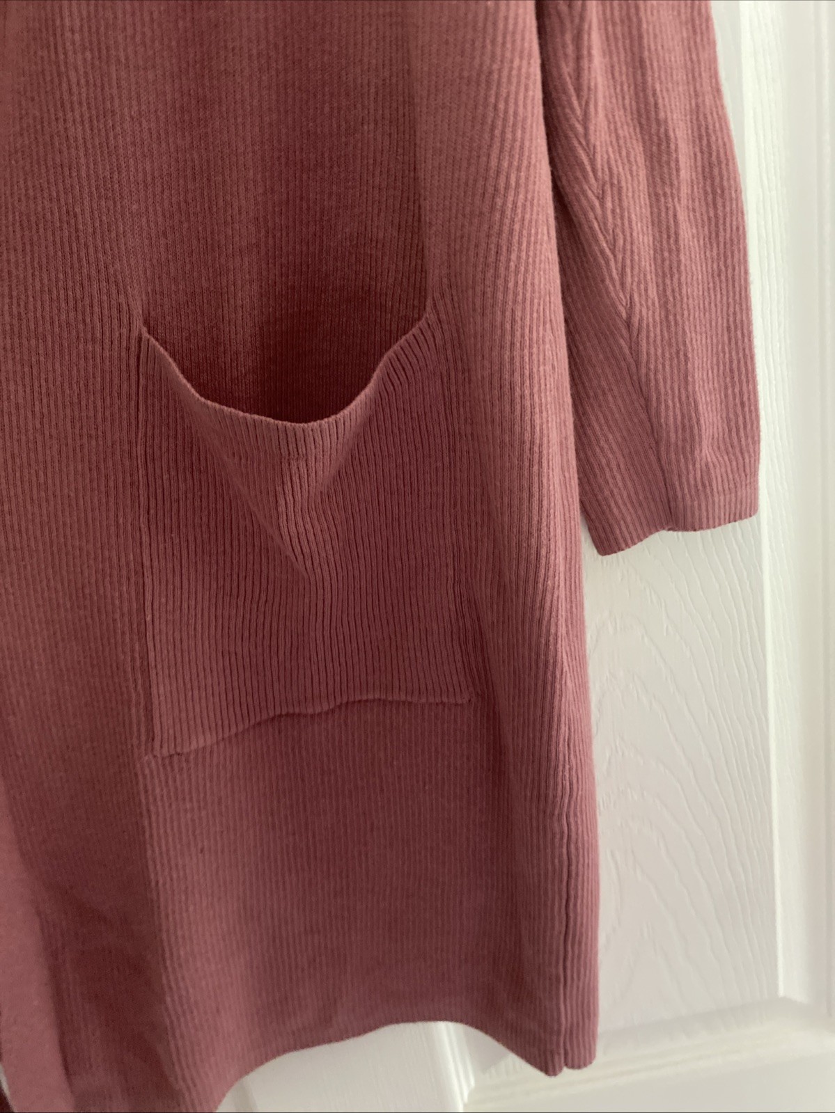 Womens J.Jill Sz. M Petite Rose Colored Ribbed Lightweight Open Cardigan Sweater