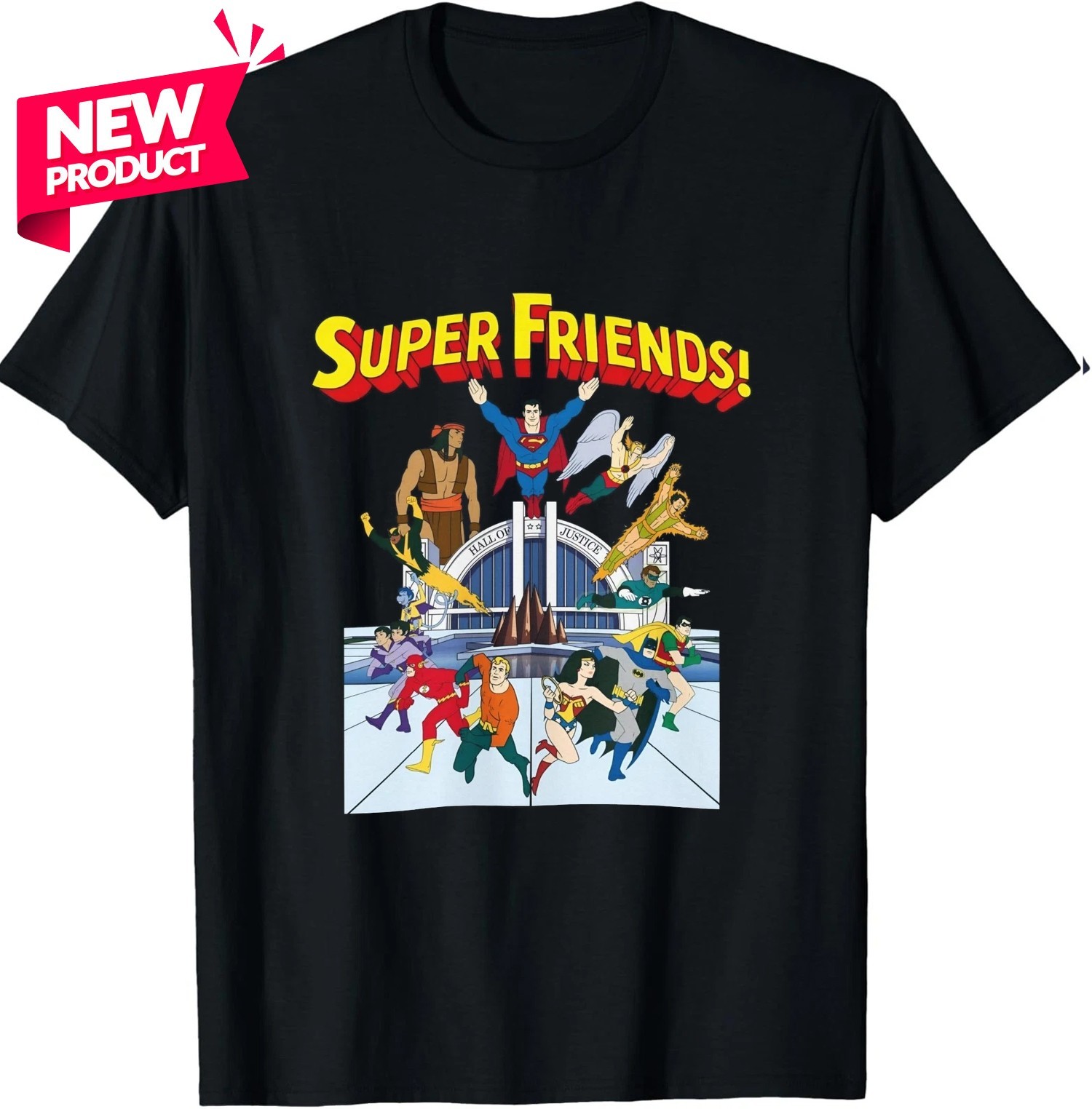 Super Friends T-Shirt – DC Hanna-Barbera – Superman, Wonder Woman, Black Vulcan