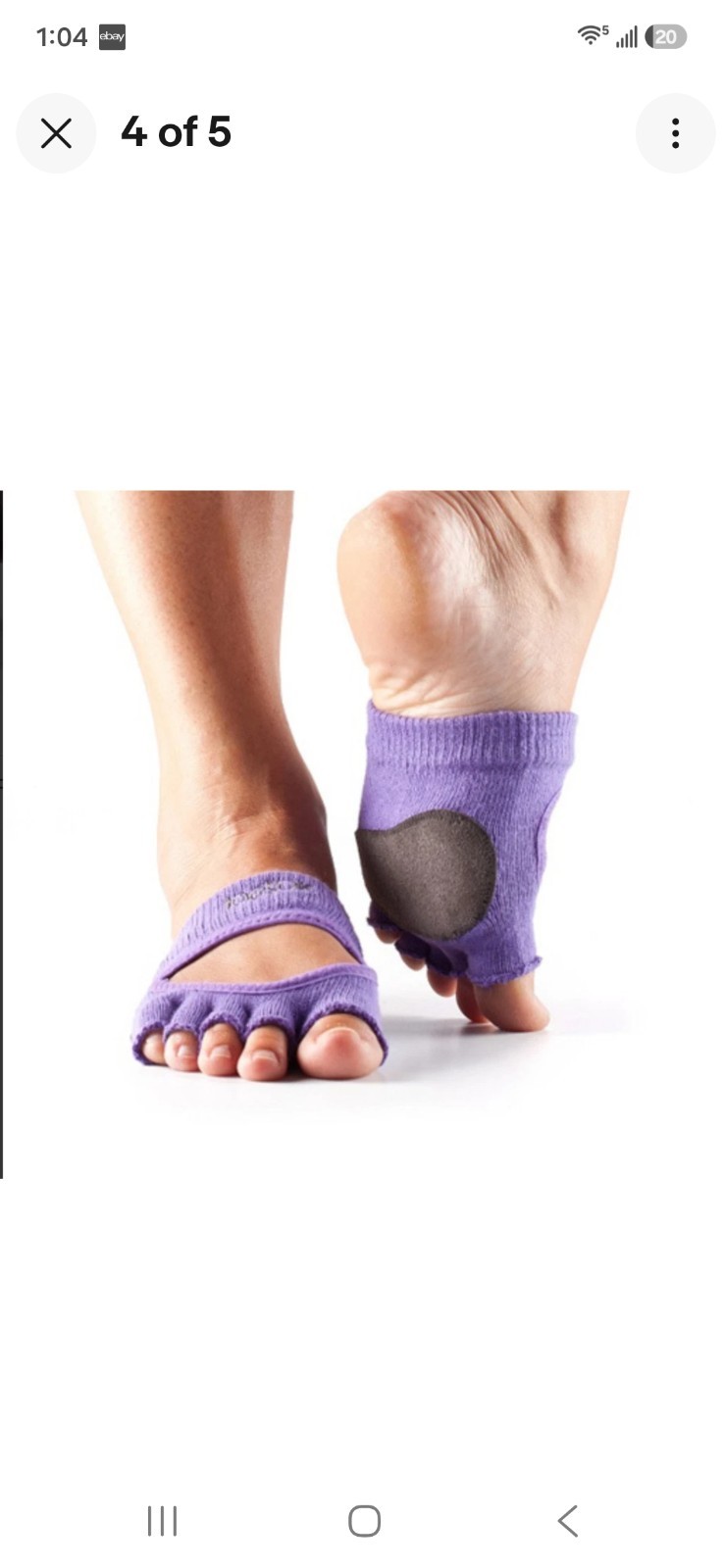Toesox LOT 3 SETS Half Toe Releve Light Purple Organic Cotton Pilates Dance Sz L