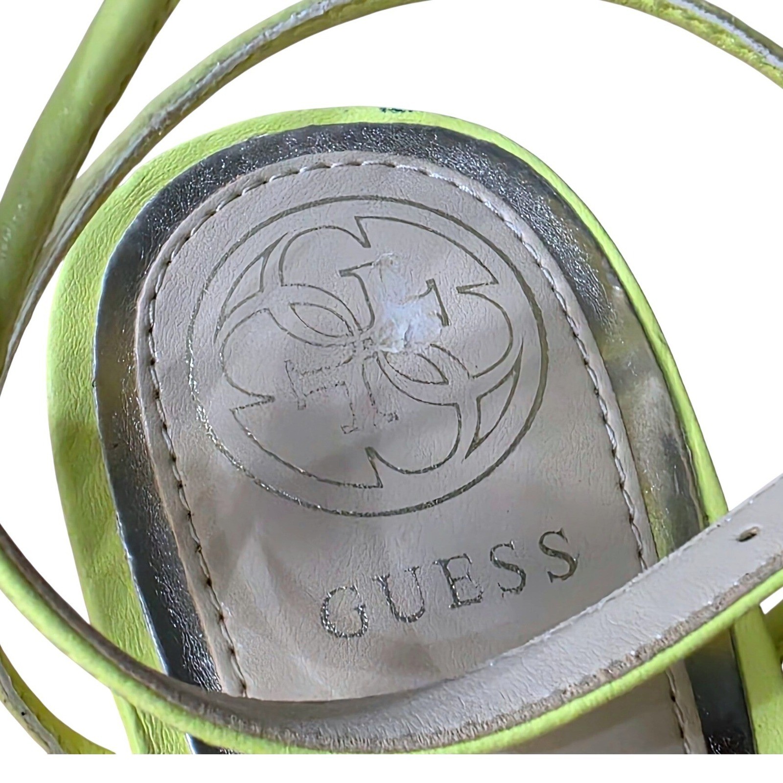 GUESS Neon Yellow & Clear Artula Sandal – Women 3.5″ inches Heels Size 7M