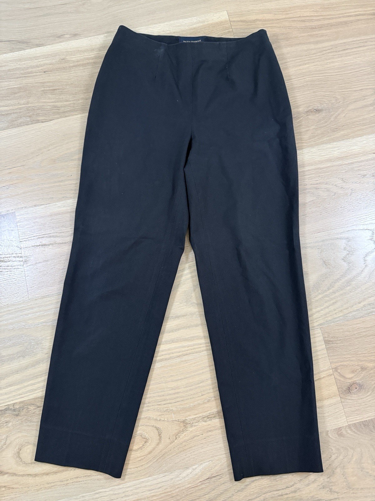 Piazza Sempione Black Twill Stretch Straight Leg Mid Rise Zip Dress Pants IT 40
