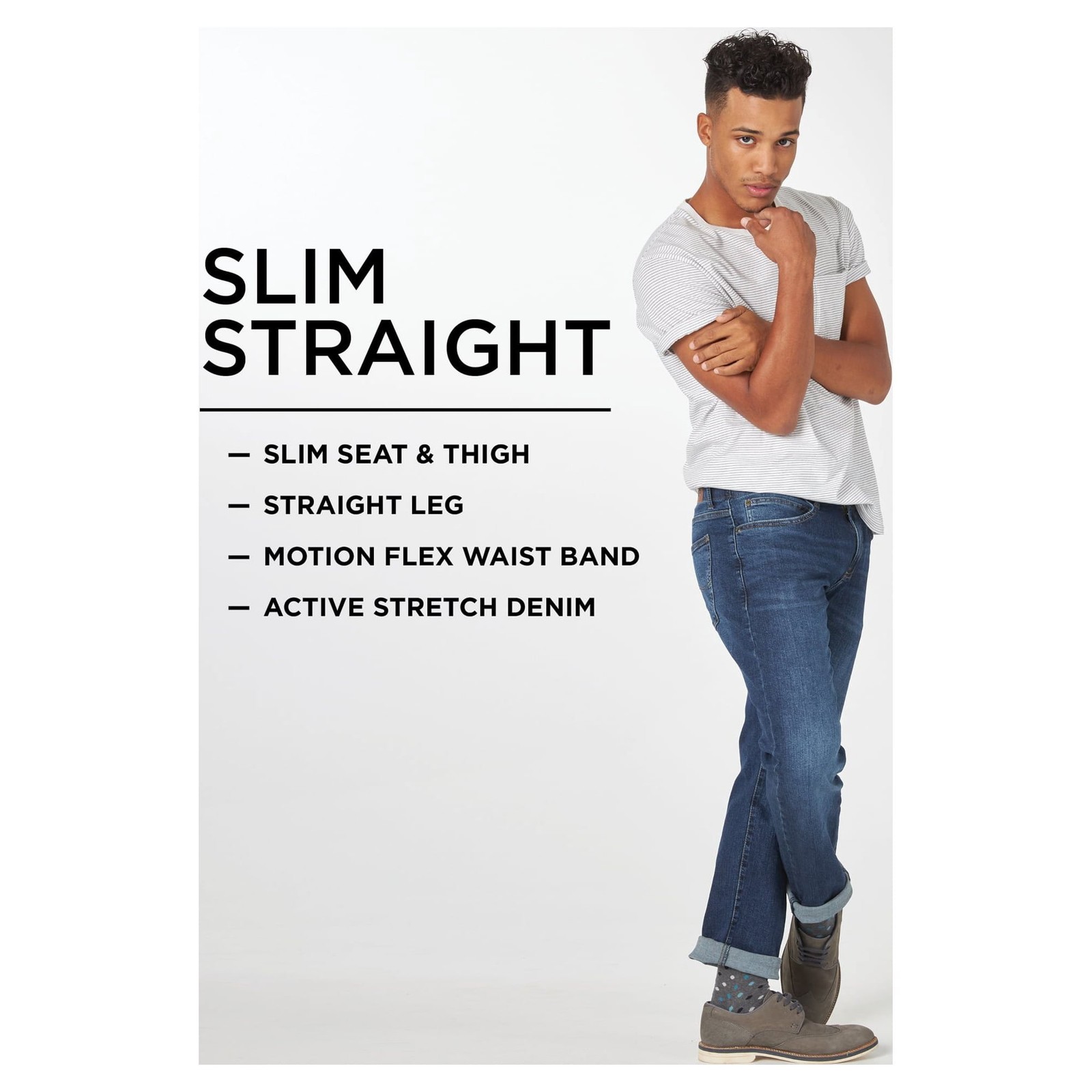 Lee Men’s Active Stretch Flex Blue Demin Slim Straight Fit Jeans Pants: 28×30