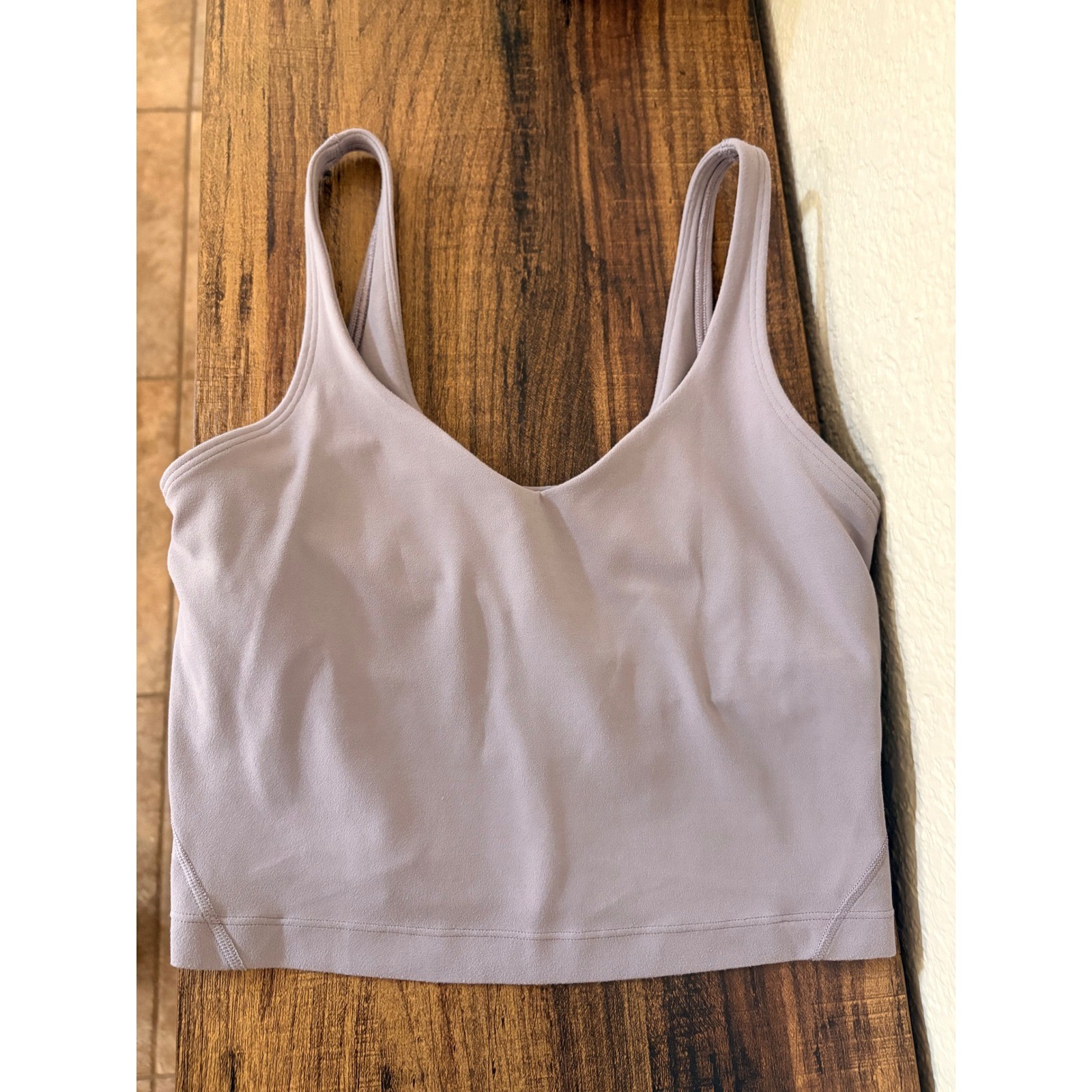 Lululemon Align Tank Top Womens 4 Lavender Grey Nulu Cropped V-Neck Bra