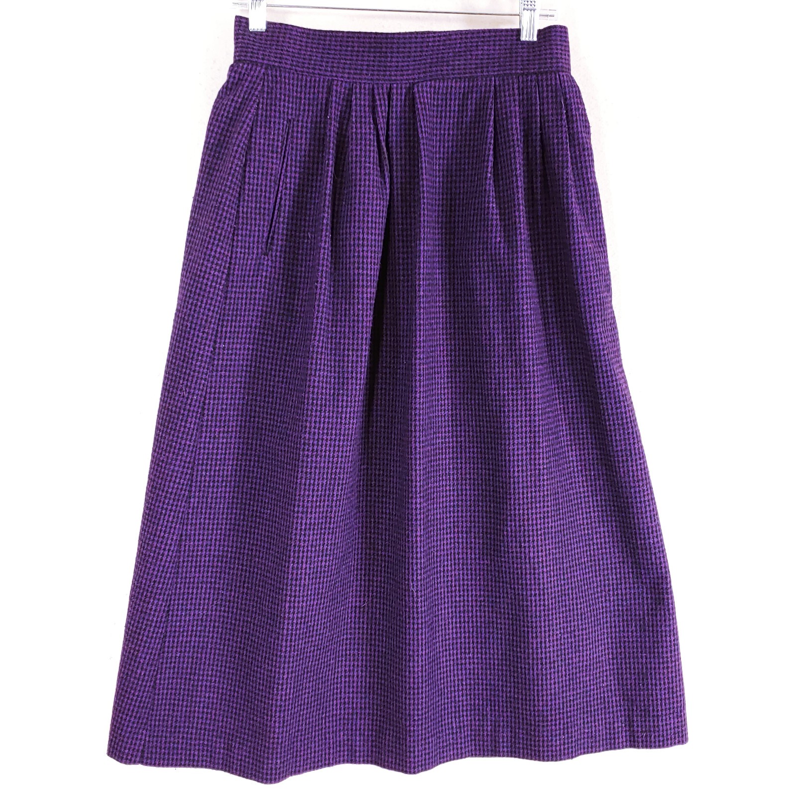 Norton Mcnaughton Tweed Skirt Womens S 10UK Plaid Purple Wool Poly Pleated Lined