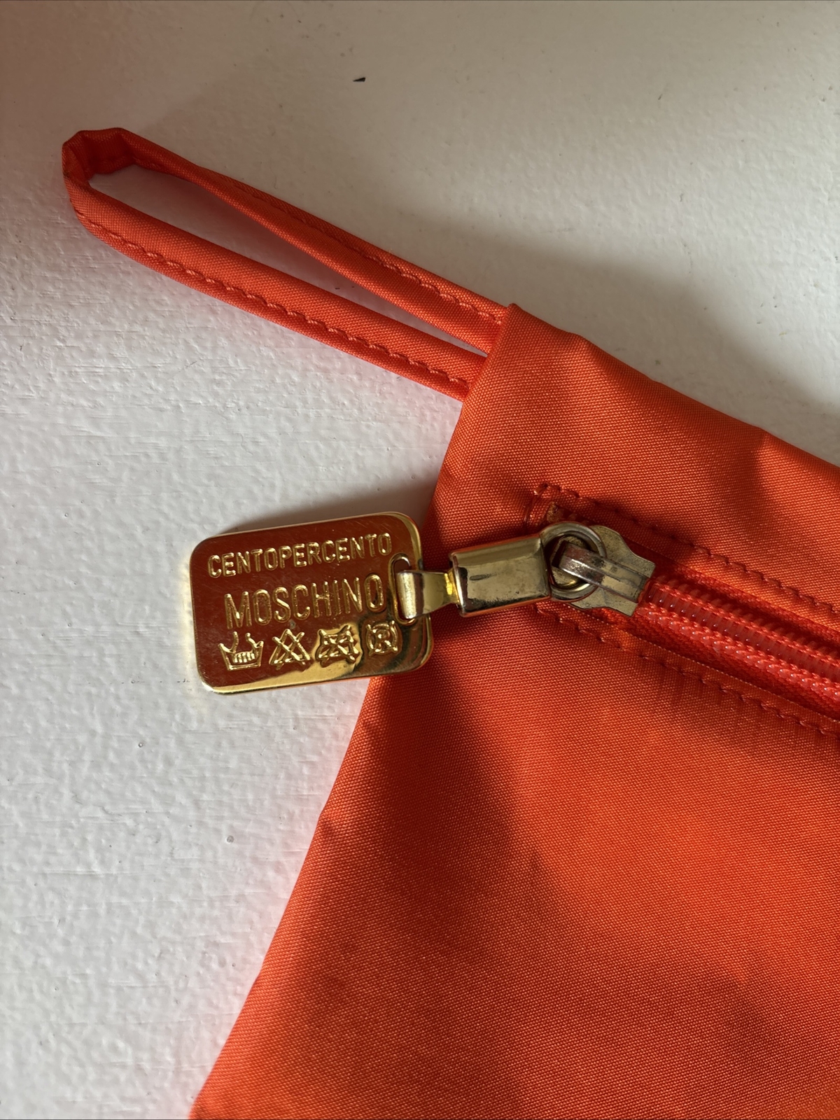 Fab! Moschino Redwall Rainbow Orange reversible bag tote handbag keychain pouch