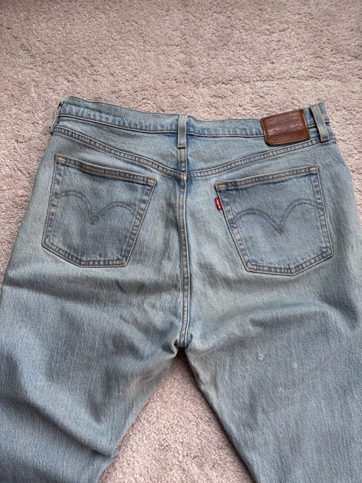 Levi’s Jeans 501 Men’s Blue Straight Regular Fit Leather Patch 32 x 30