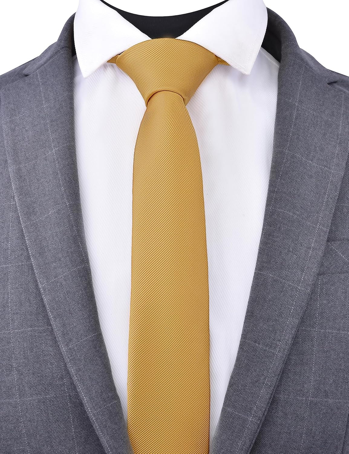 2.4″（6Cm） Solid Pure Color Skinny Tie Plain Slim Necktie for Men