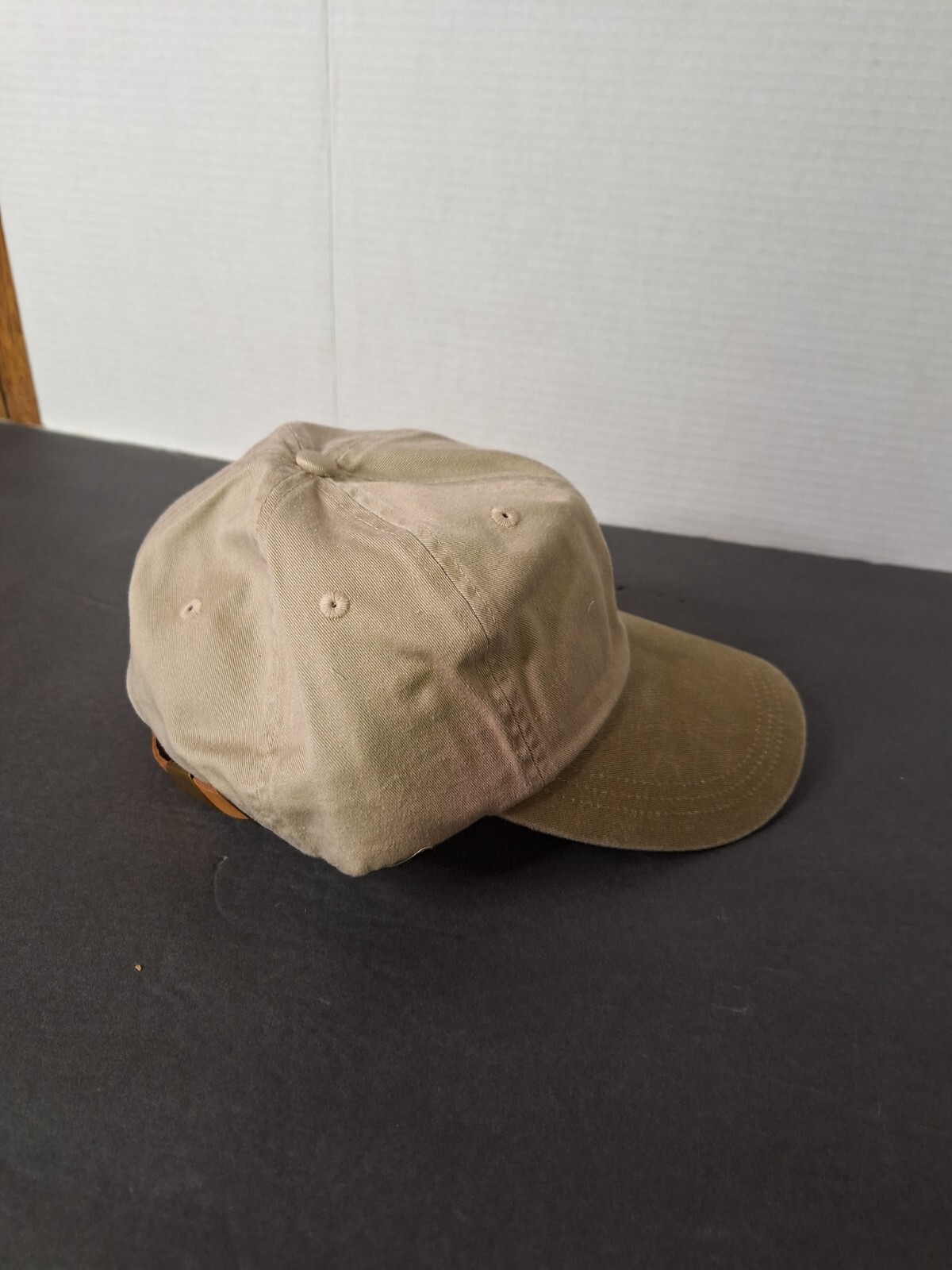 Vintage Baseball Cap Falcon Headwear Ivory/Khaki Denim Hat Leather Strap NOS