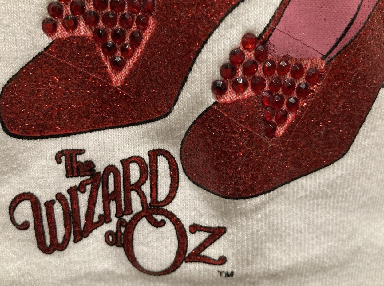 Vintage Y2K Wizard of Oz Ruby Slippers Rhinestone White Tank Turner NWT