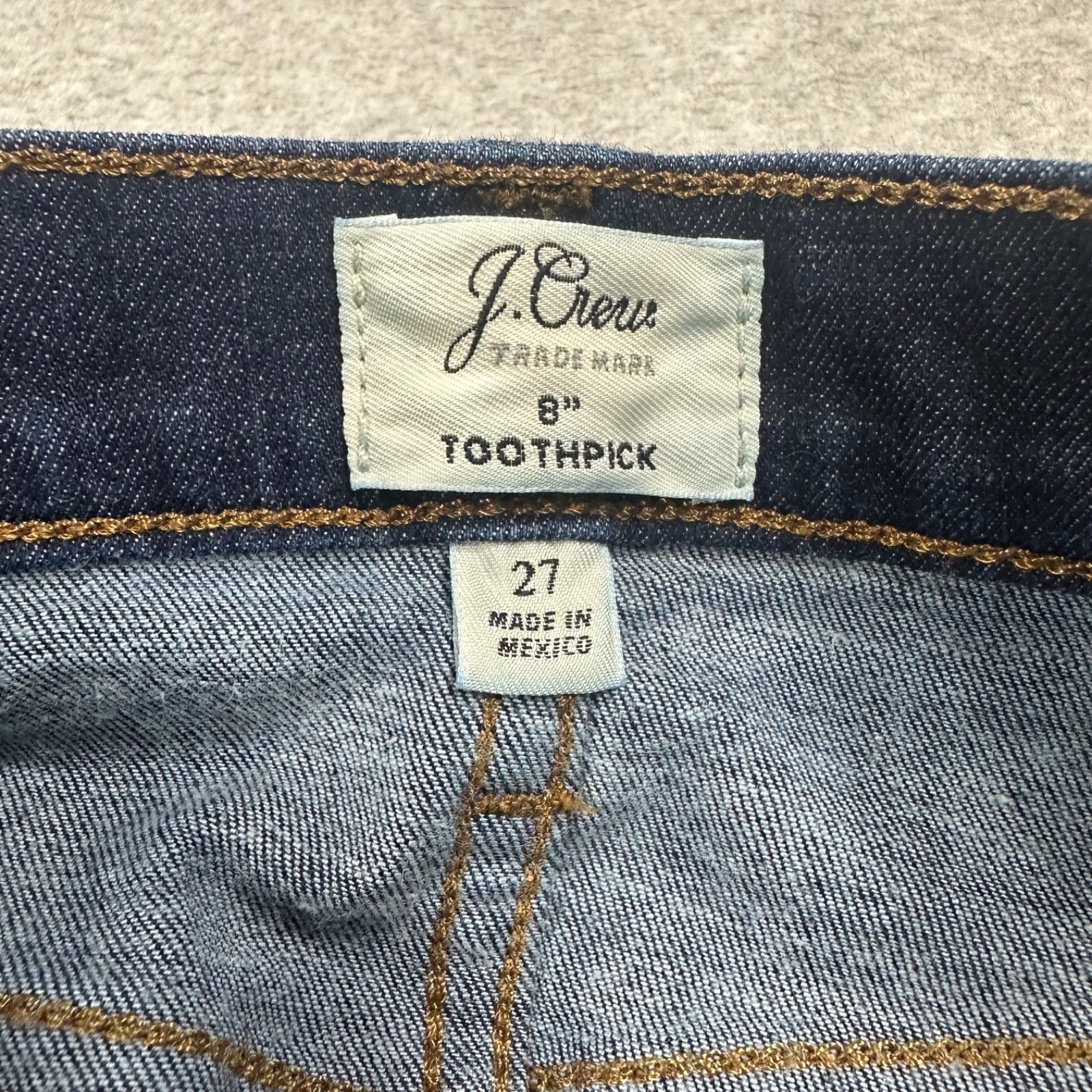 J Crew Jeans Women’s 27 8″ Toothpick Mid Rise Dark Wash Blue Stretch Denim