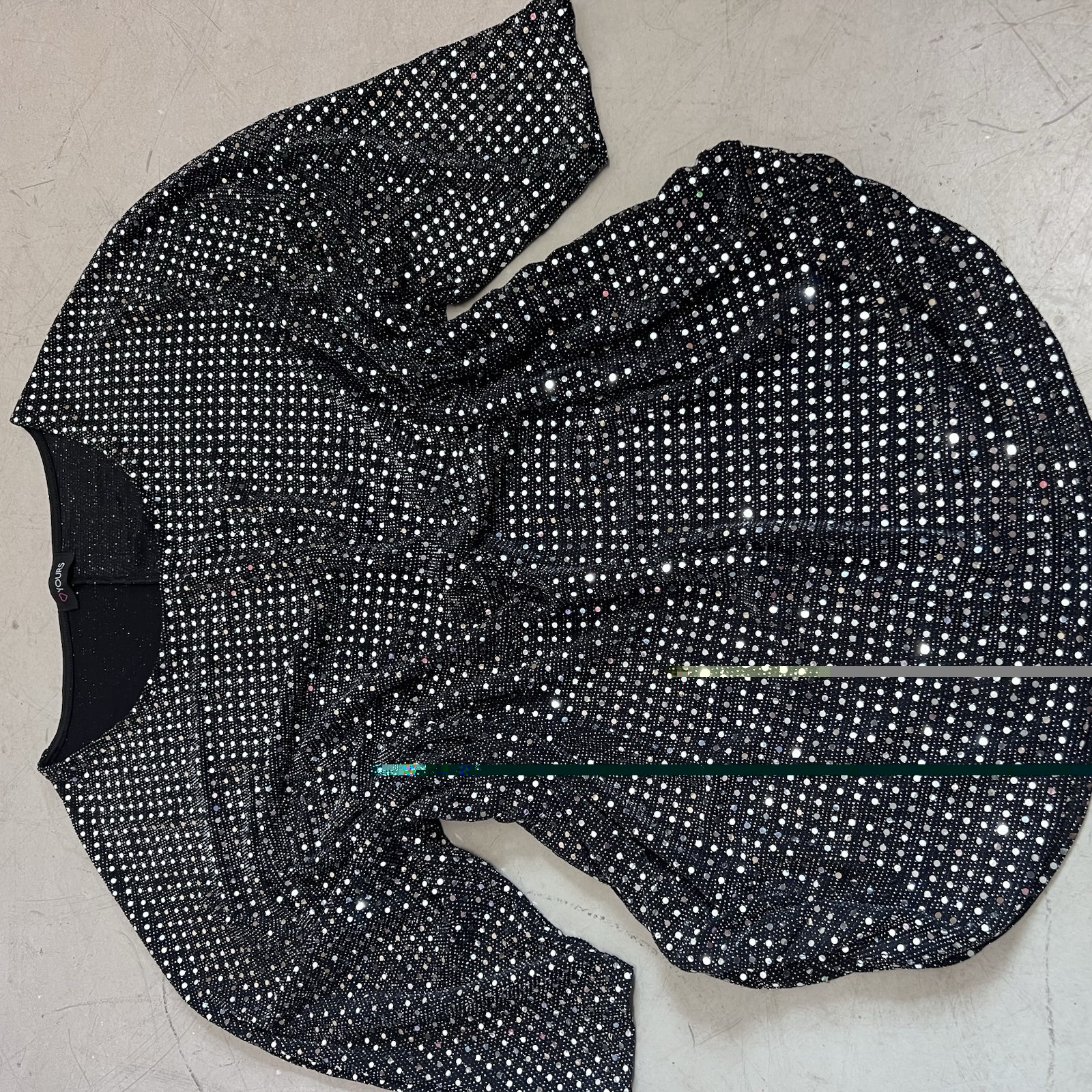 Yours Clothing Top Black Sequin Discoball Batwing Size 22/24 Tunic Party