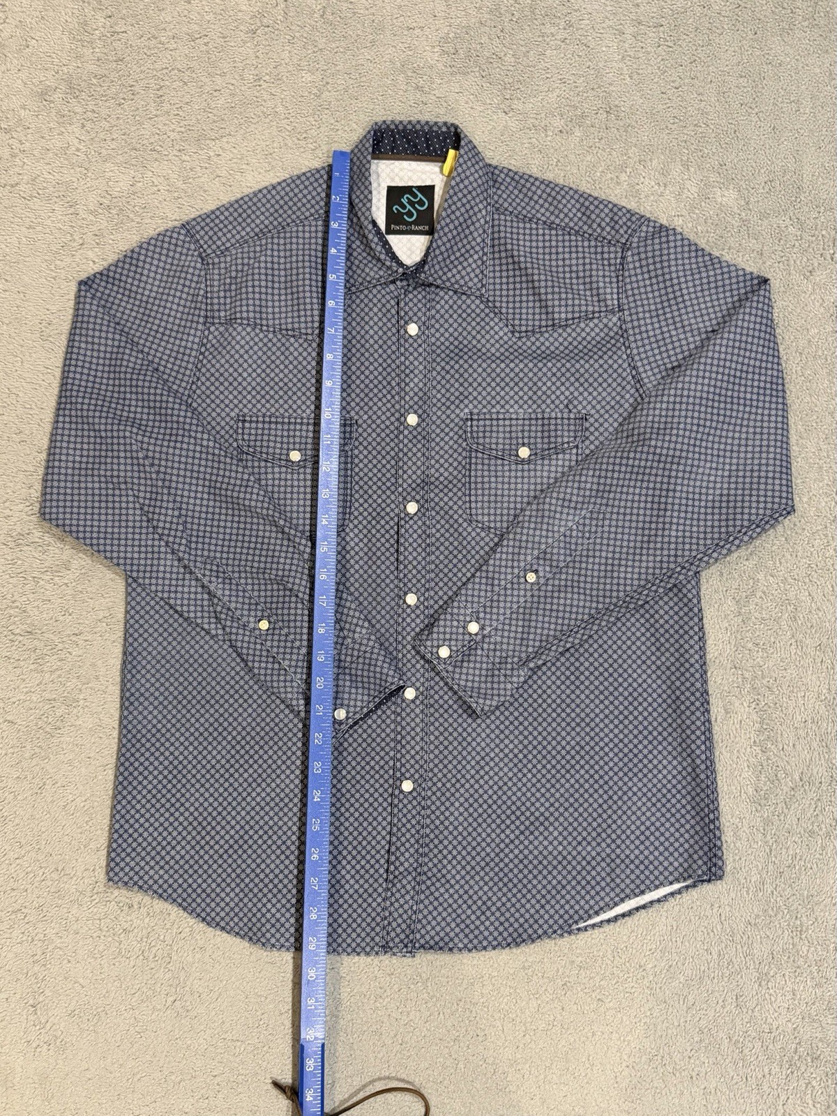 Pinto Ranch YY Western M Pearl Snap Cowboy Herringbone & Geometric Performance