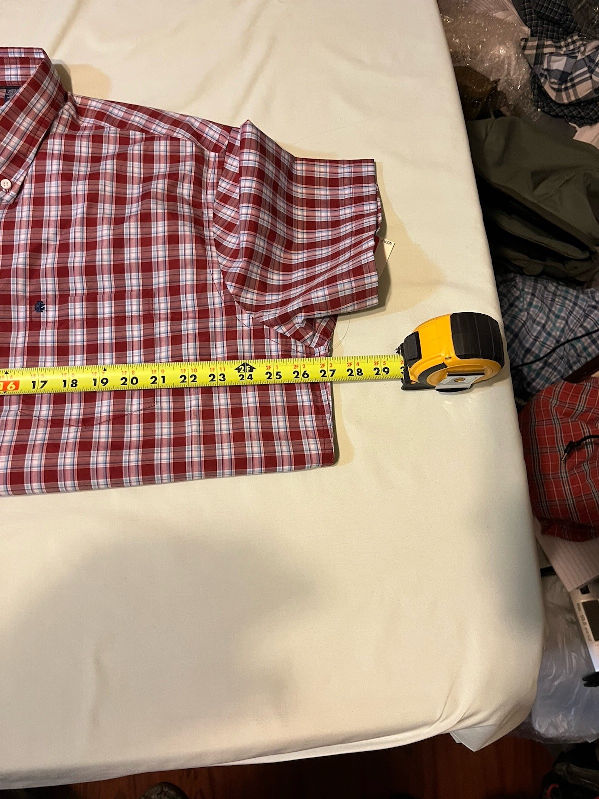 IZOD Men’s SS Button Down Breeze Shirt Red Blue Plaid XXL Cotton Poly – NWT