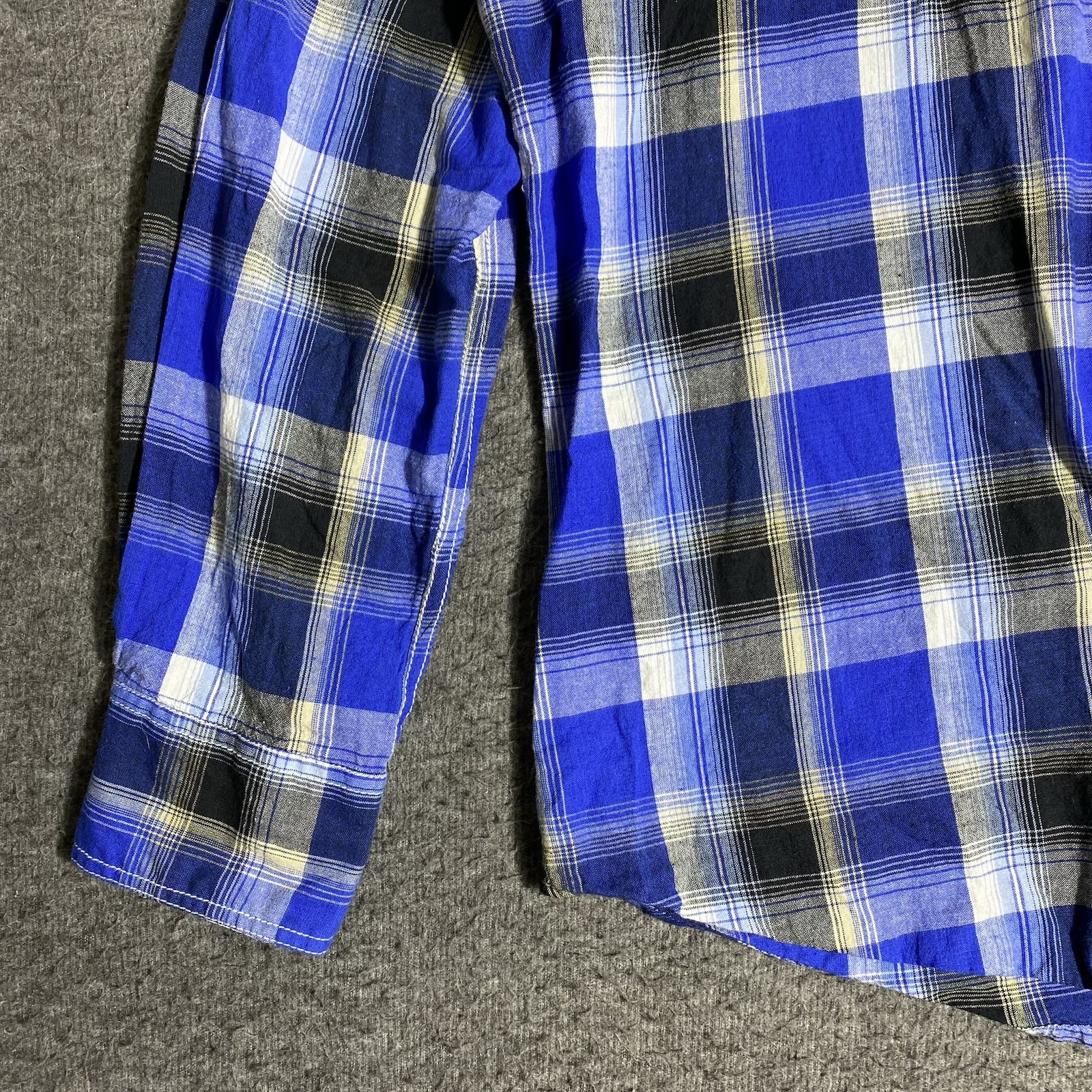 Ely Cattleman Shirt Mens L Blue Plaid Western Pearl Snap Cowboy Rodeo Rancher
