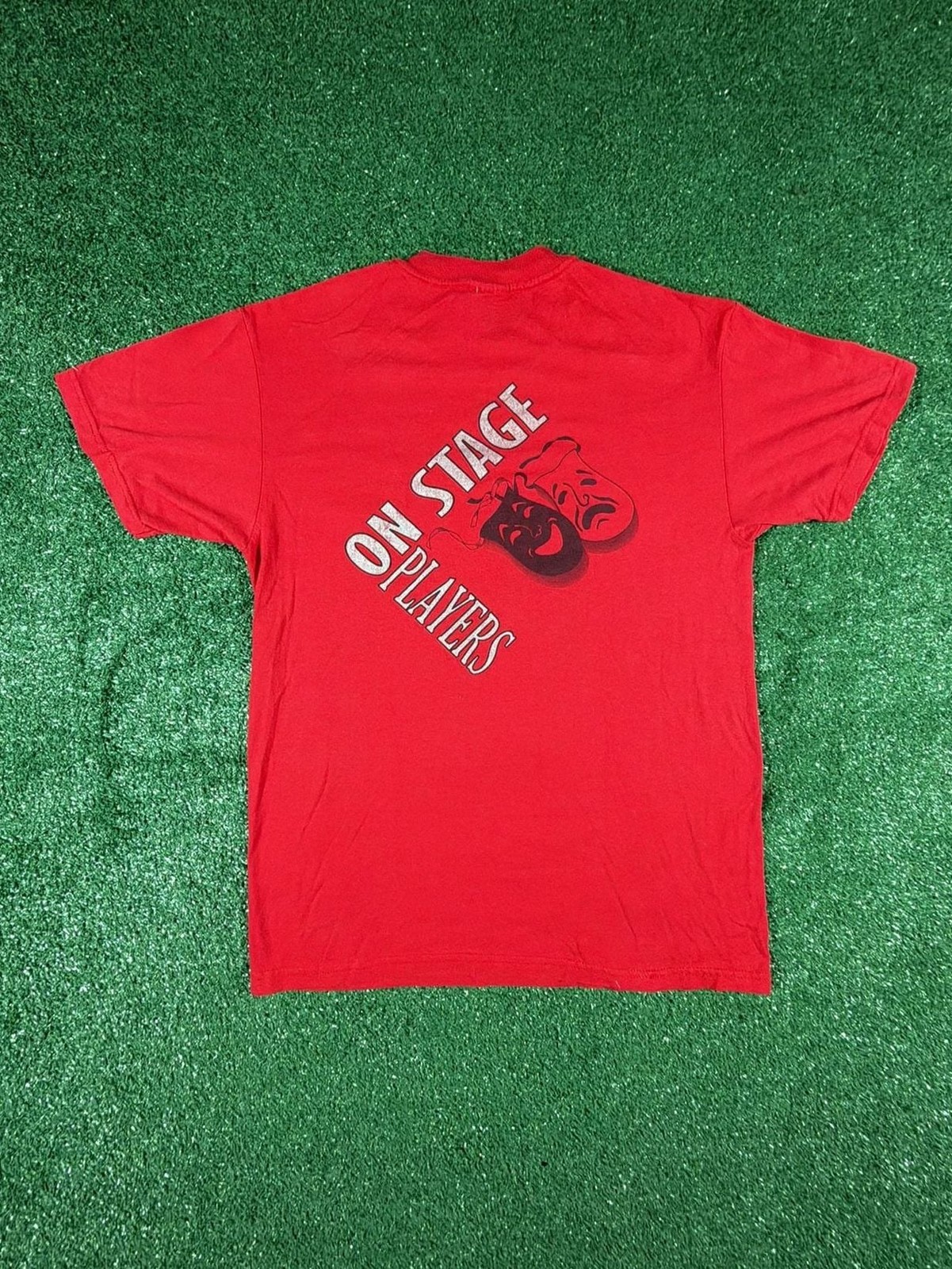 Vintage Hanes Heavyweight 50/50 On Stage Players Drama Mask Red T-Shirt