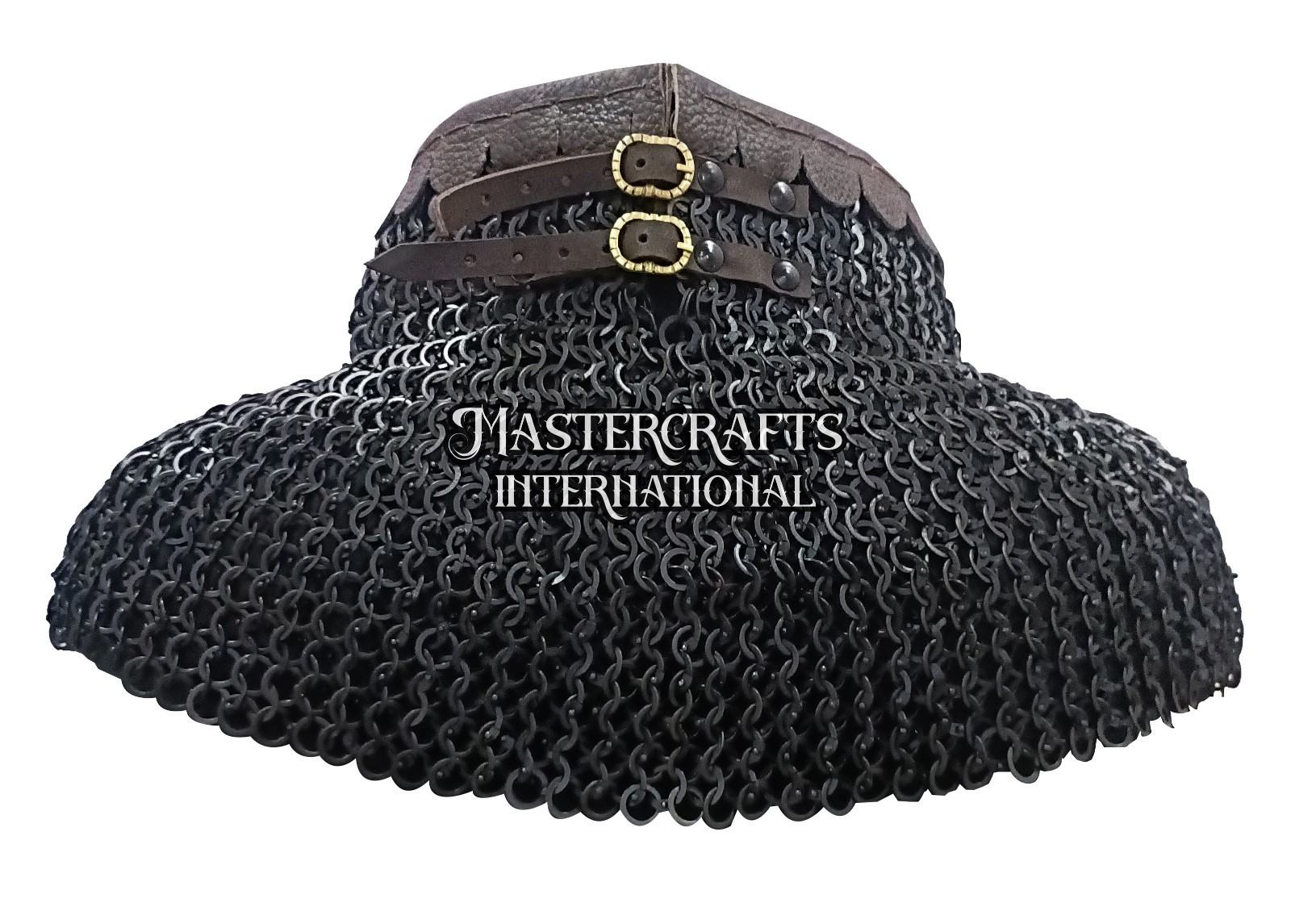 Medieval Chainmail Neck Armor Mild Steel 9mm Flat Riveted Ring Knight Gorget