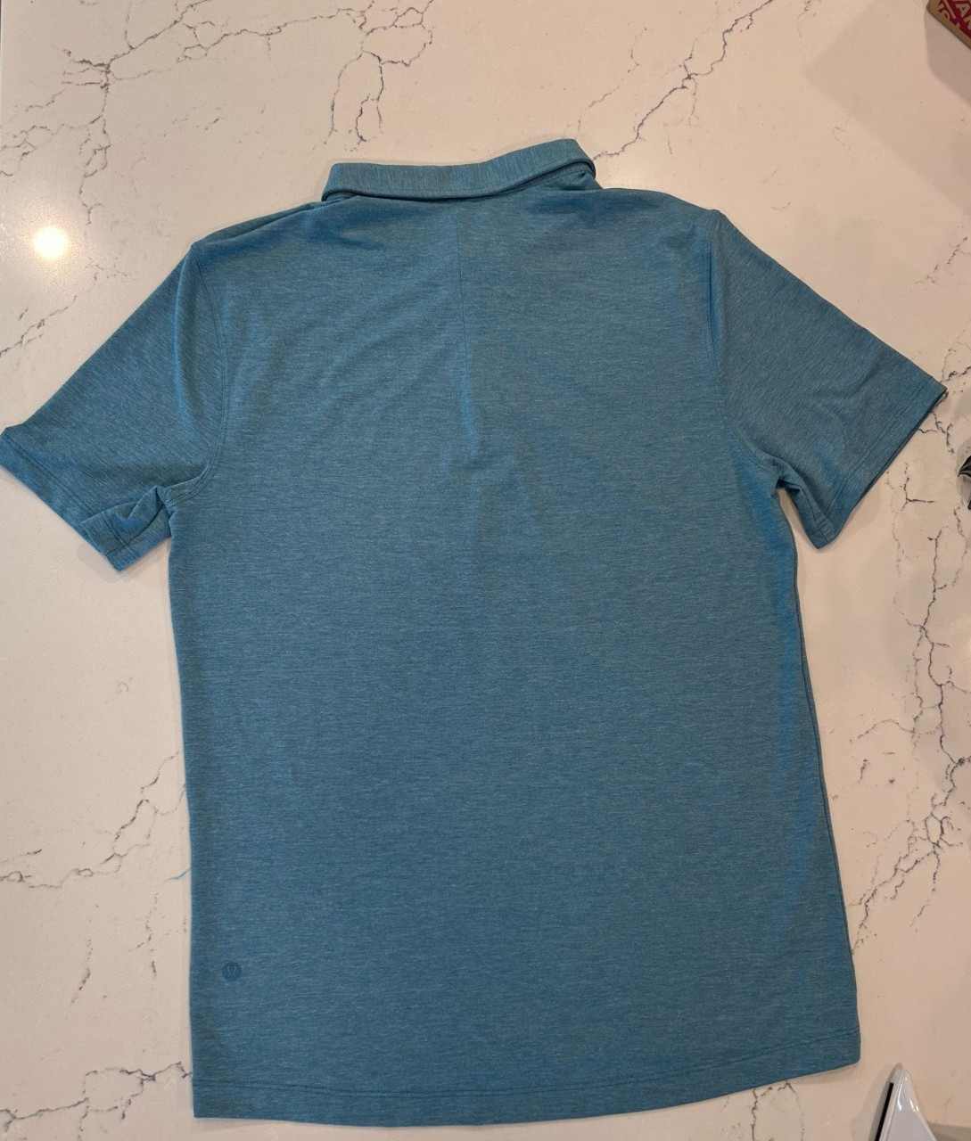 Lululemon Evolution Polo Shirt Mens M Blue Short Sleeve Performance Stretch