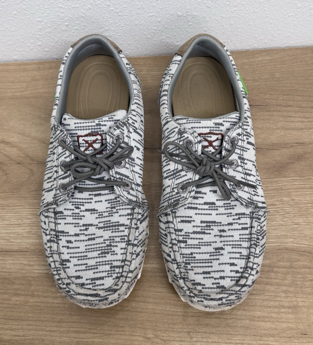 Twisted X Casual Driving Moc Shoes Gray White Print Women’s Slip-On Lace Up