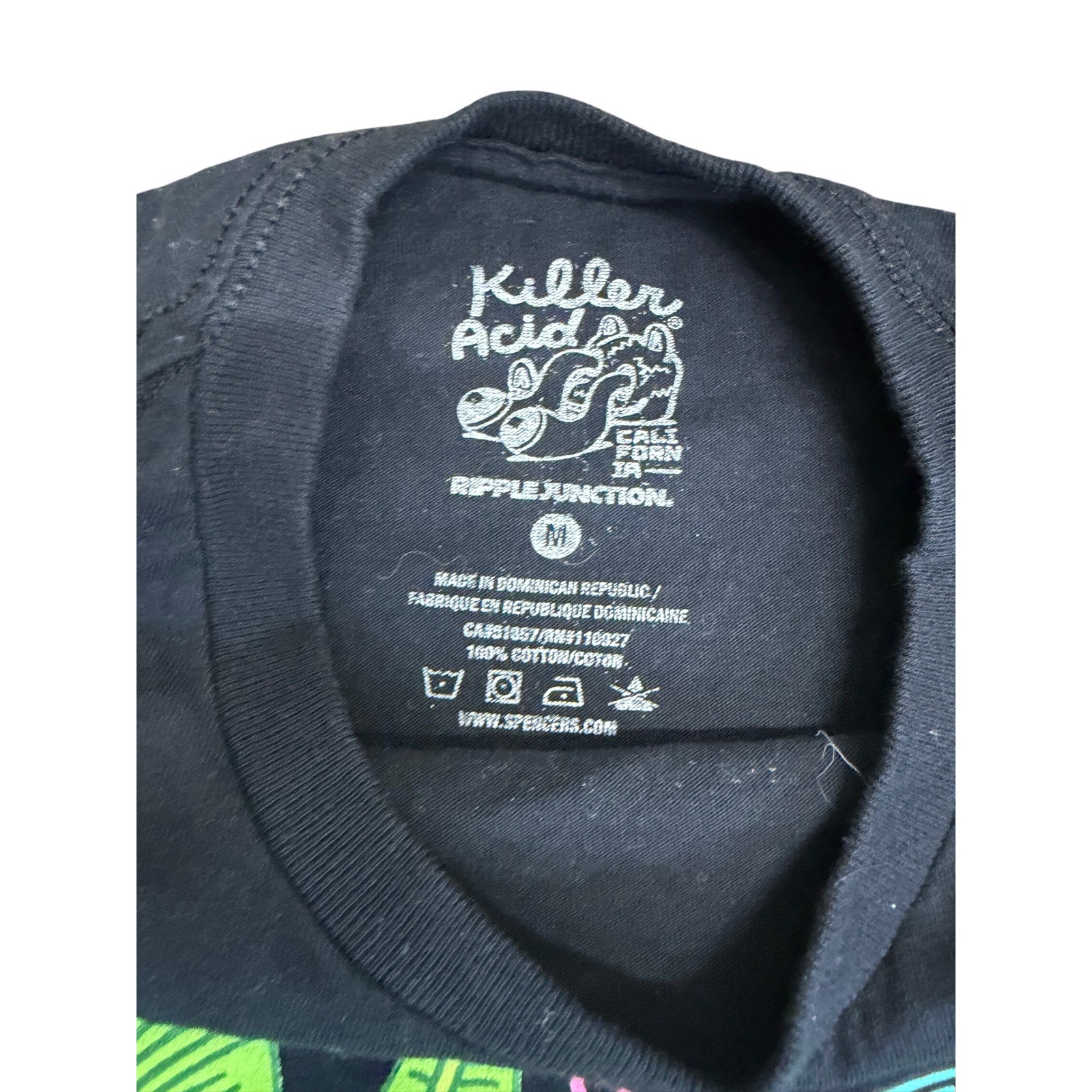 Killer Acid Wake and Bake Graphic T-Shirt Mens Medium Black Ripple Junction Tee