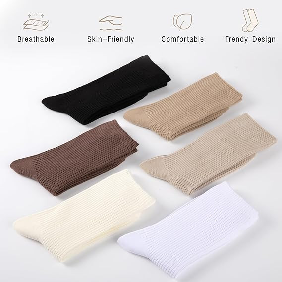 3/6 Pairs Cute Crew Socks Casual Athletic Aesthetic Cotton Socks for Fall Shoes