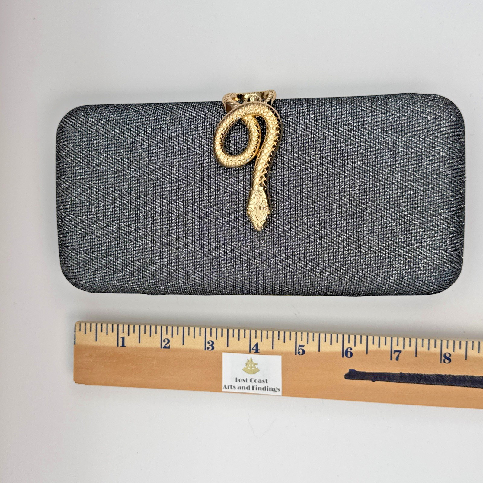 Silver Sparkle Crystal Evening Purse Clutch Gold Snake Clasp Square Bag Chain