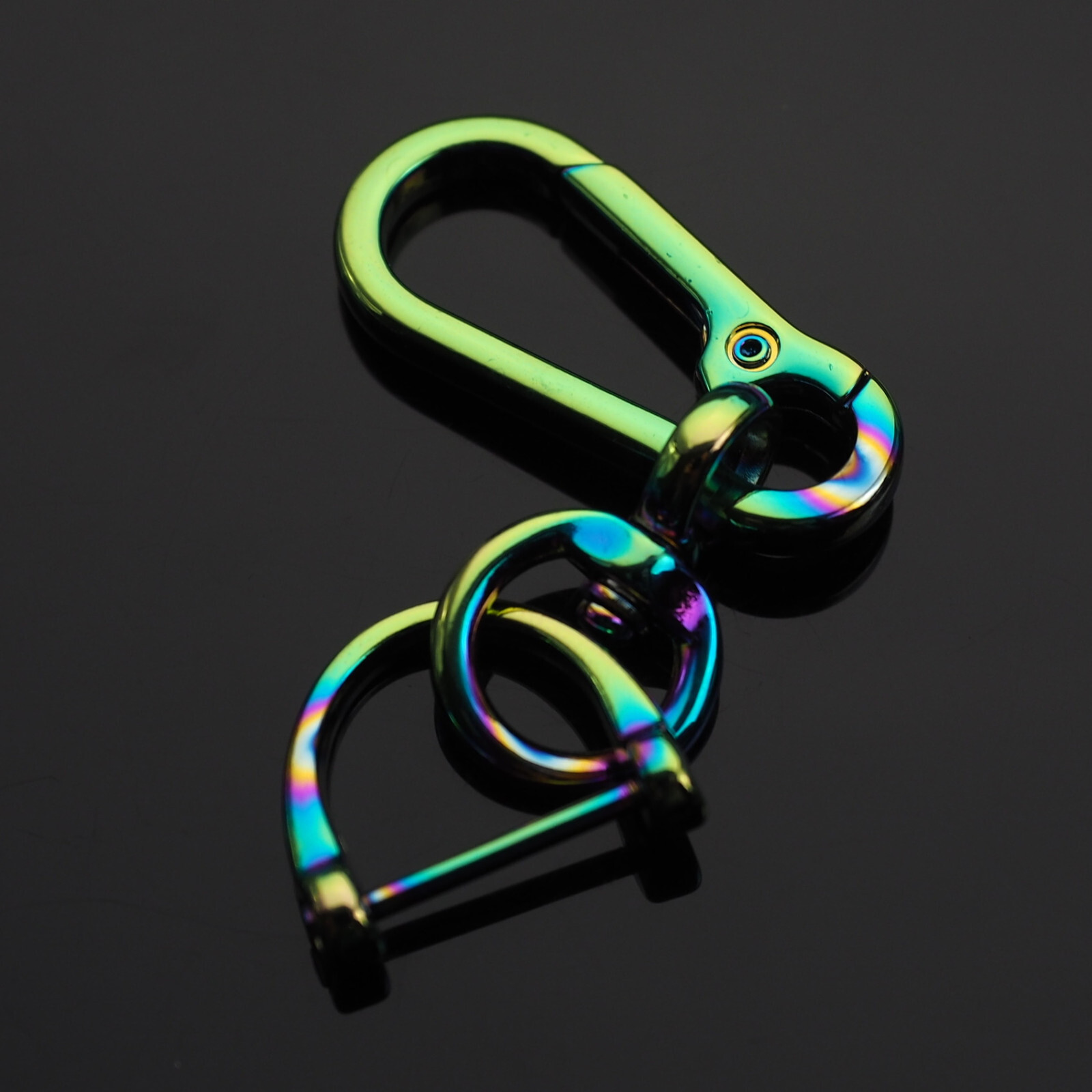 Keychain Clip Bag Belt Ergonomic Car Ring Key 360 Fob D-Ring Buckle Holder Neon