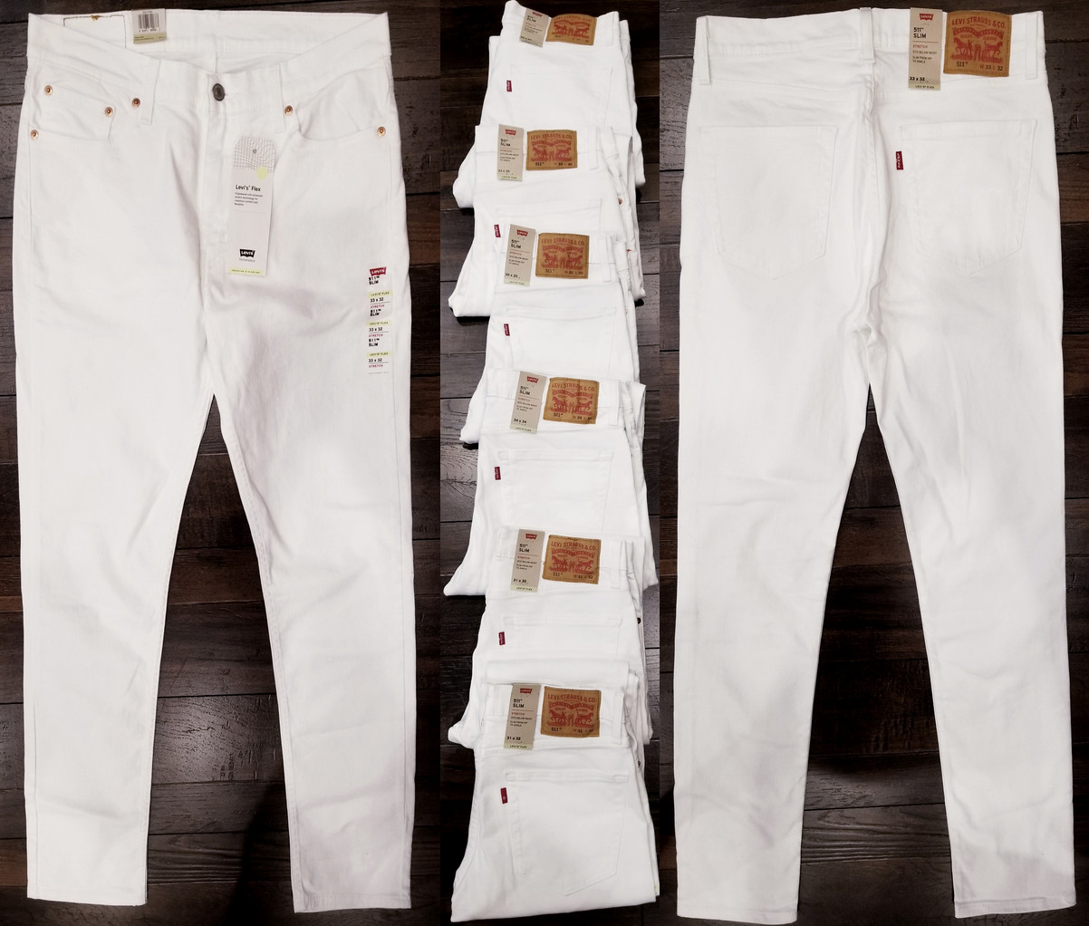 Men’s Levis Flex 511 Slim Stretch Jeans White-30, 31, 32, 33, 34, 36, 38– #1943