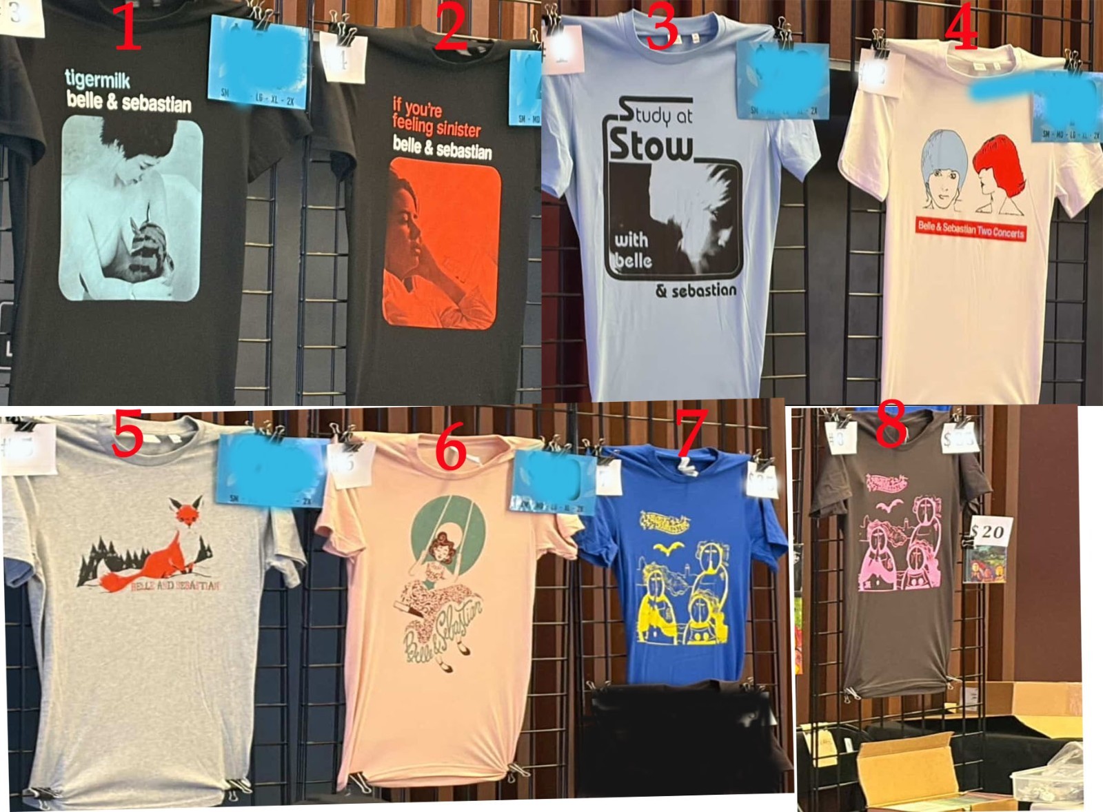 Belle and Sebastian Two Concerts T Shirt, reprint