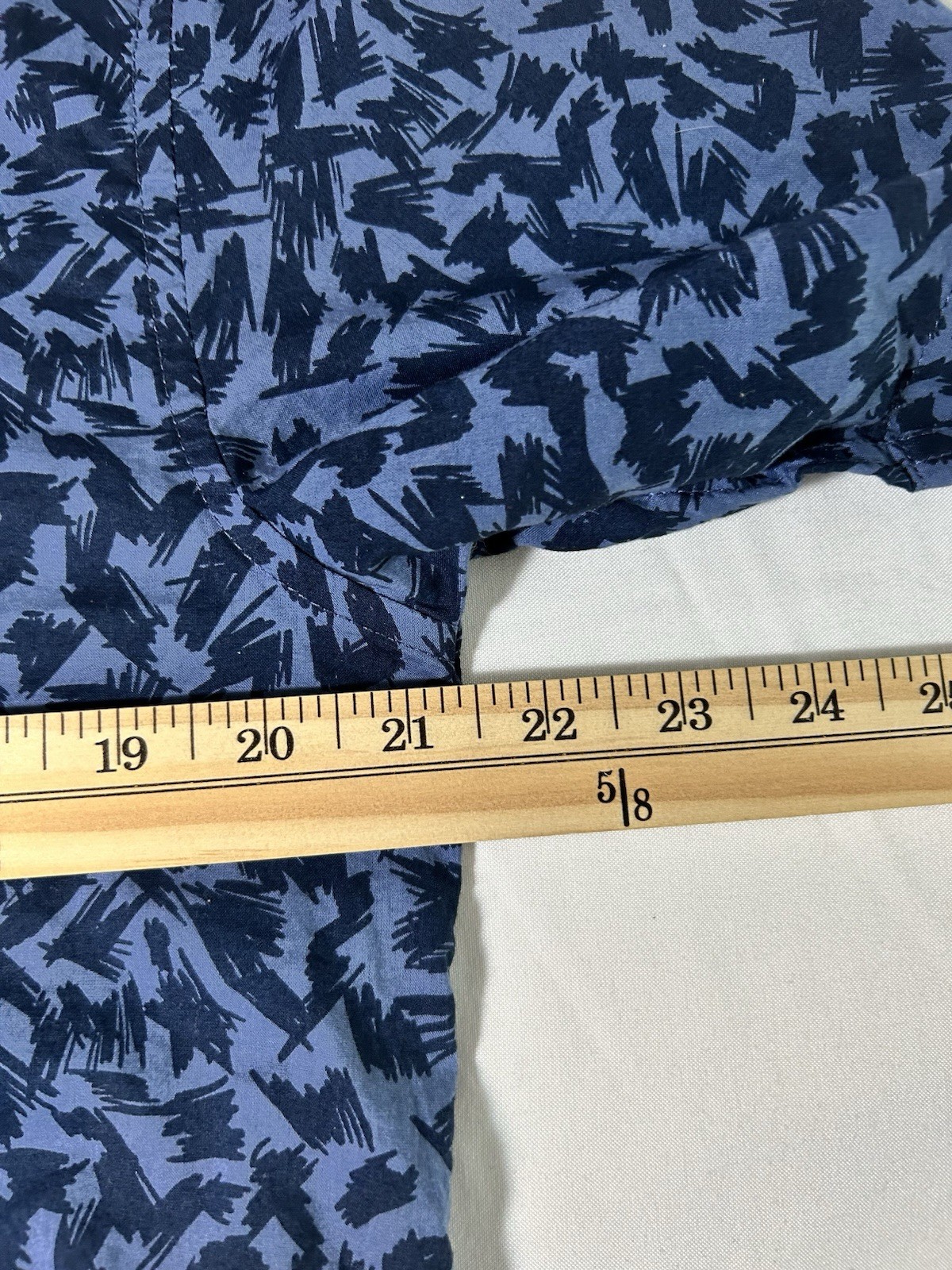 Free Assembly Mens Short Sleeve Button-Down Shirt Blue Print Size Medium