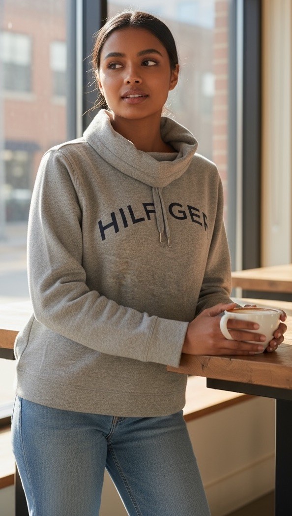 NWT TOMMY HILFIGER SPORT ASH GRAY FUNNEL NECK GRAPHIC SWEATSHIRT XL MSRP $59.00