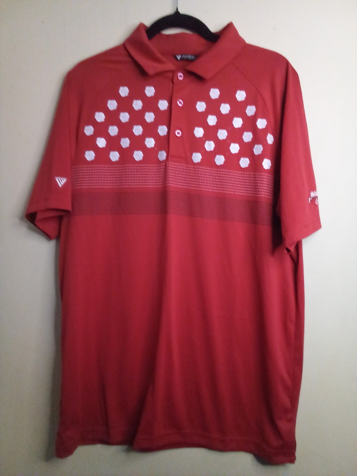 Level Wear Polo Shirt Men L Short Sleeve Golf Roses Logo Red
