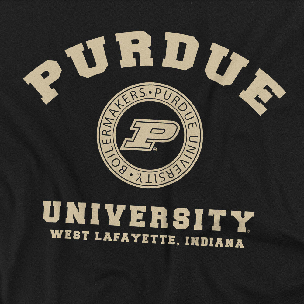 Purdue University Adult T-Shirt Official Circle Logo, Black S-7XL