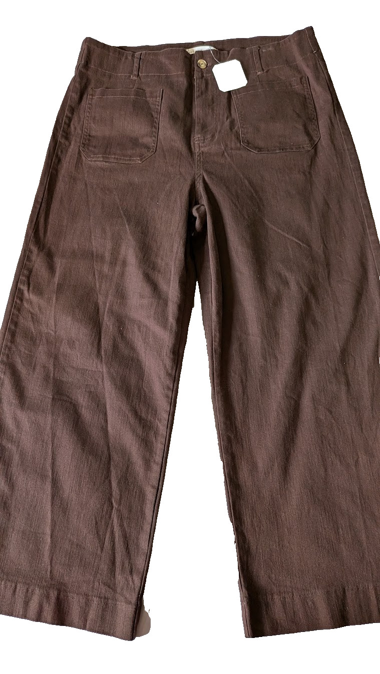 NWT Altar’d State Brown Wide Leg Cropped Pants Size XL 1X Stretch Boho Pockets