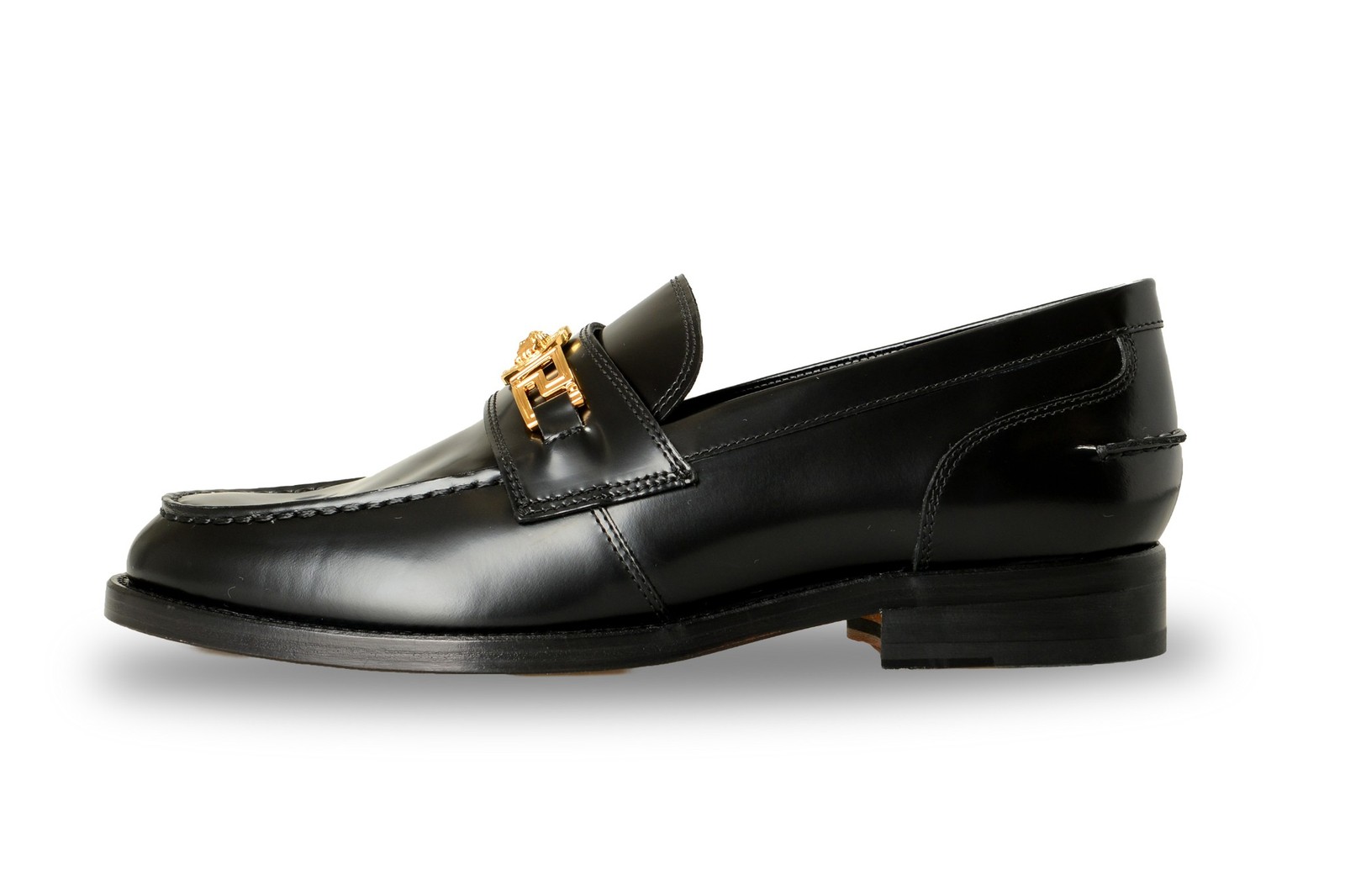 Versace Men’s Black Leather Gold Medusa Logo Loafers Shoes US 9 IT 42
