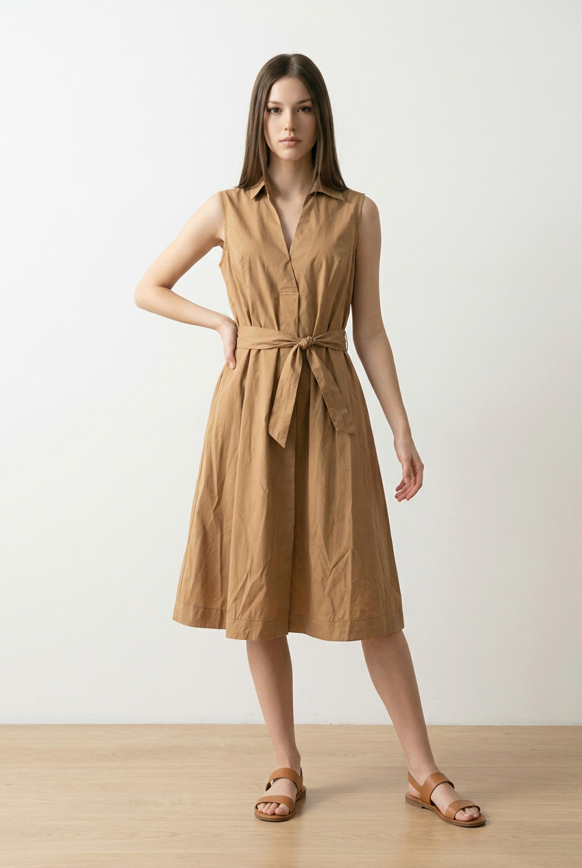 Sandro Ferrone beige women casual dress, cotton size S