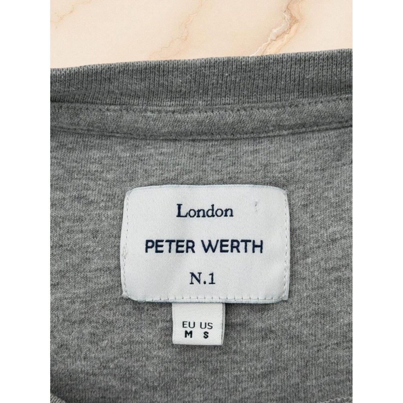 Peter Werth Zigor Grey Herringbone Textured Cotton T-Shirt Size S