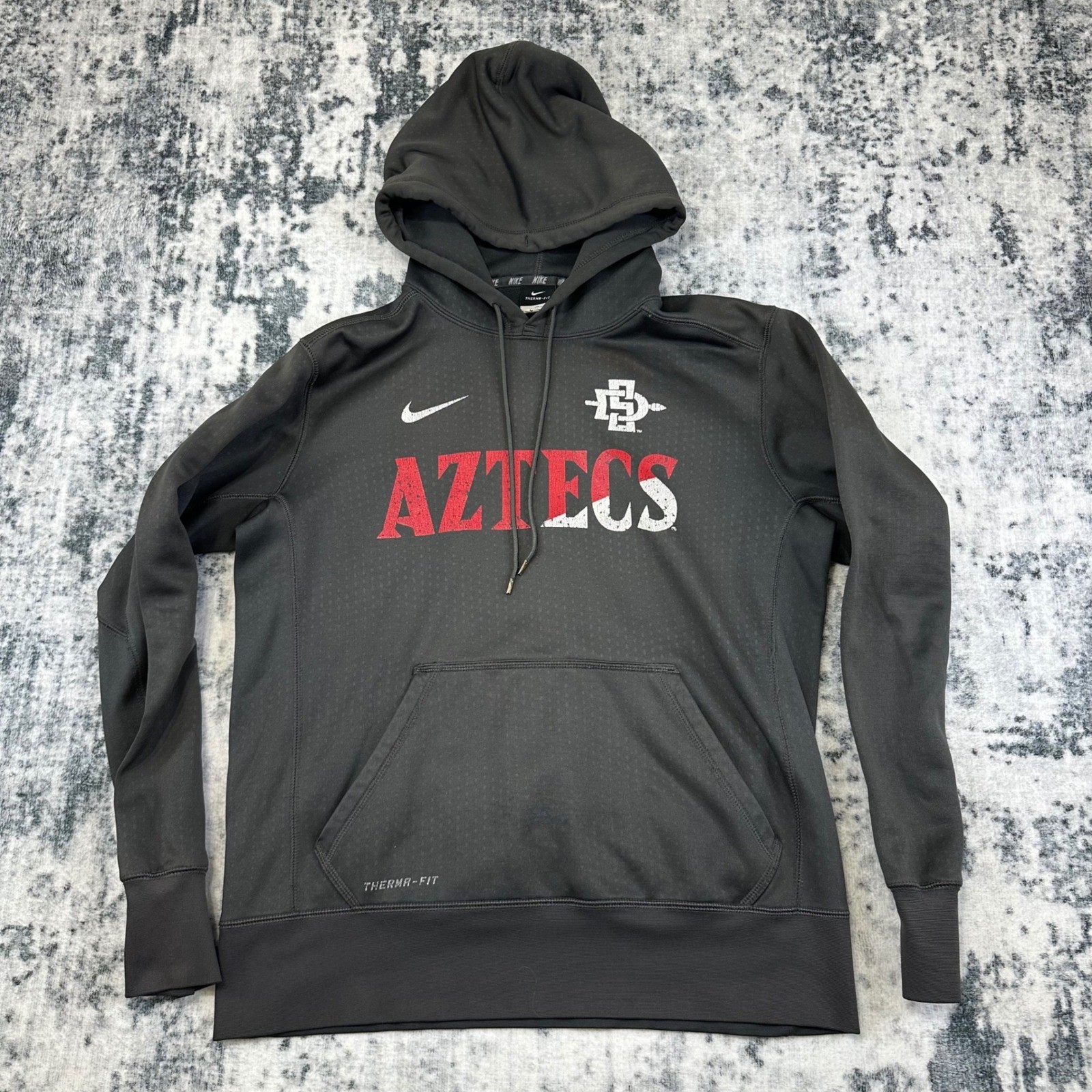 Nike Hoodie Mens Sz M Black SDSU Aztecs Therma-Fit Pullover NCAA Sweatshirt